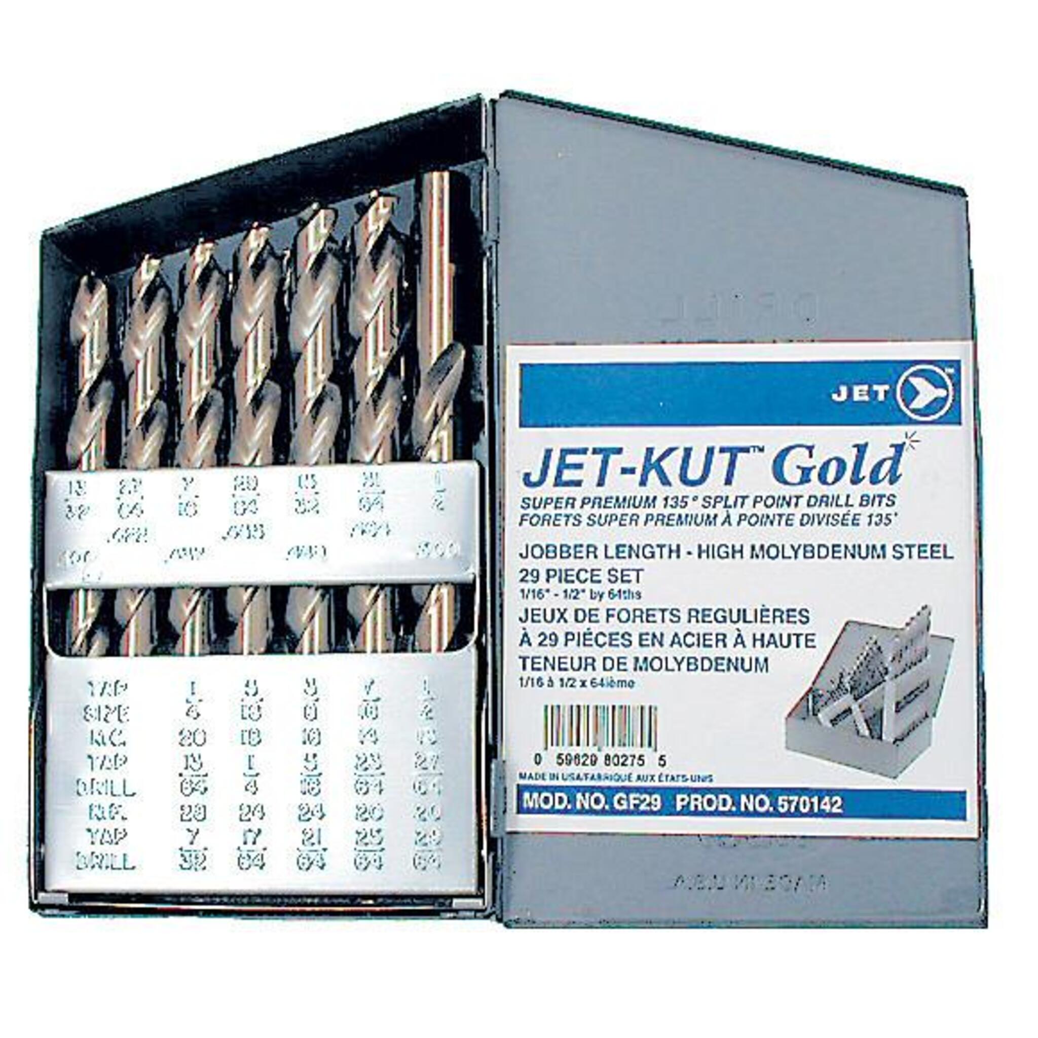 Jet Super Premium Gold Drill Bit Set (For Hardened Steel) Shop Equipment - Cleanflow