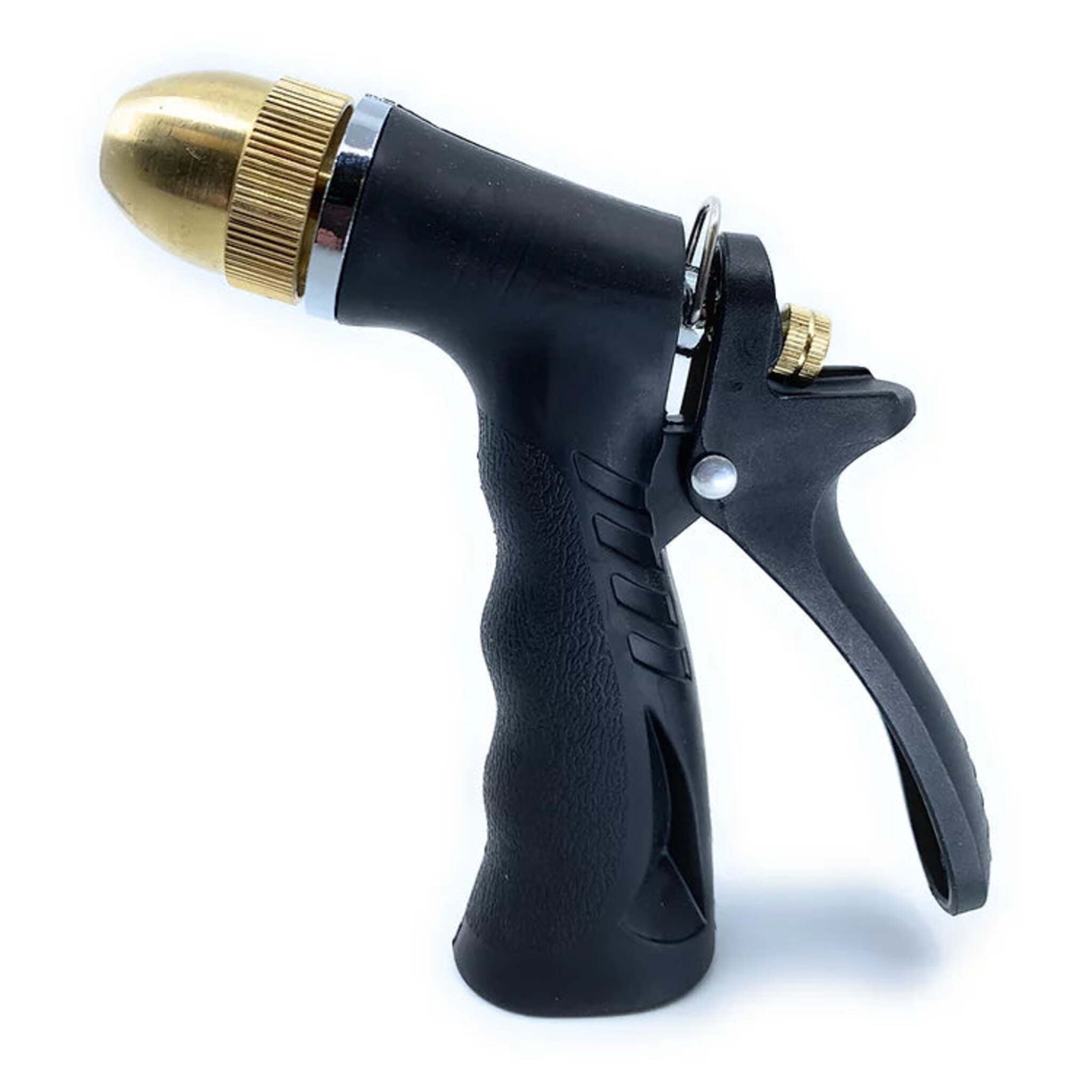 Fairview Brass Tip Garden Hose Nozzle with Molded Rubber Grip, Adjustable Spray, Durable Brass Components, Built-In Trigger Lock, Multi-Use Design