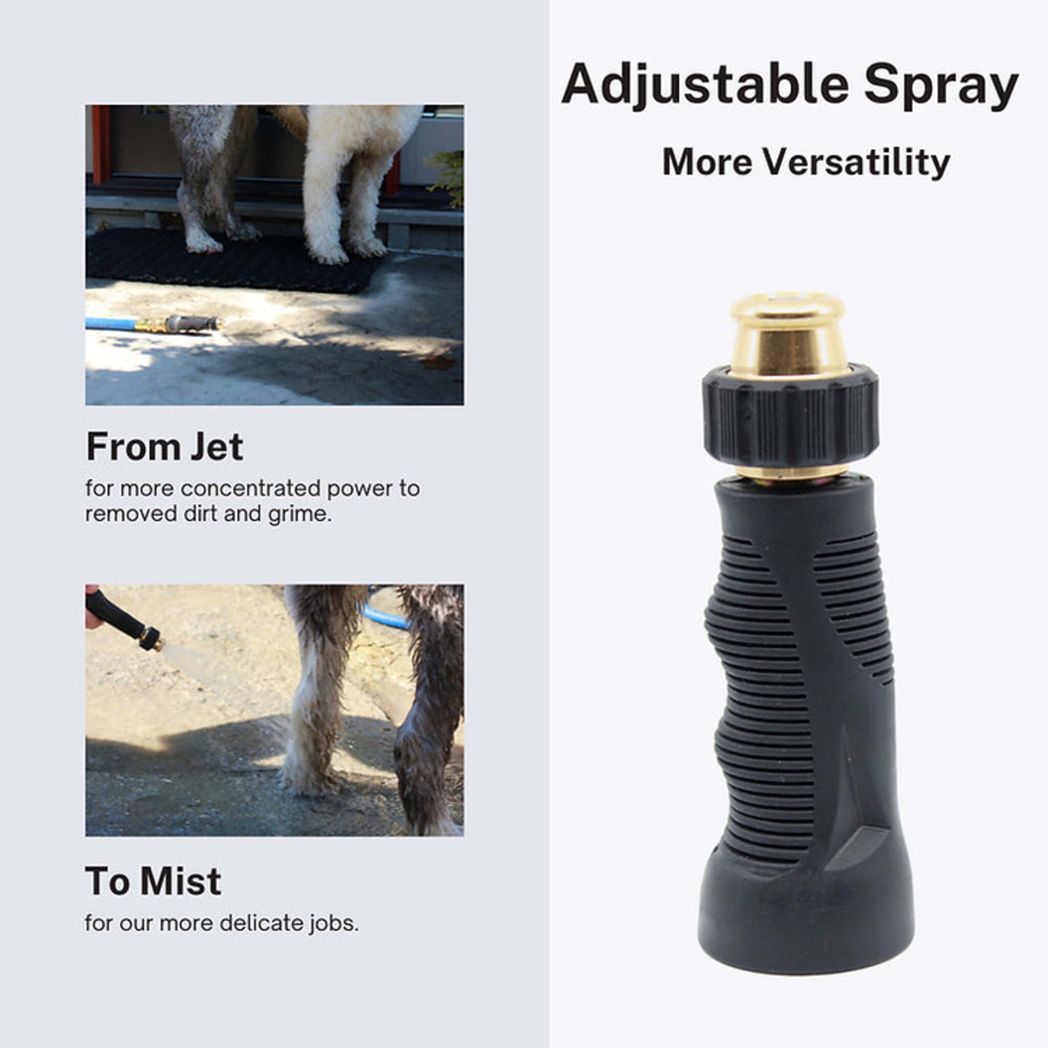 Fairview Metal Twist Garden Hose Nozzle with Molded Rubber Grip, Zinc Body, Adjustable Spray, Optimized Spray Angle for Efficient Water Flow