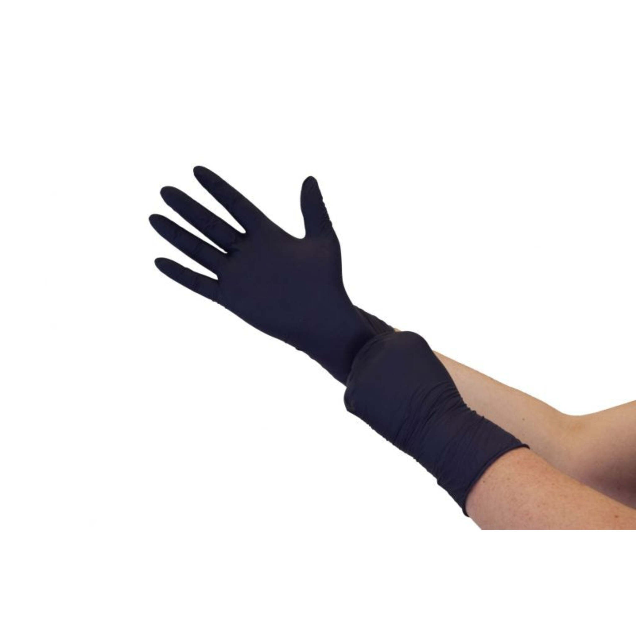 Globe Black Powder-Free Textured Disposable Nitrile Gloves - 5 Mil - Box of 100 Work Gloves and Hats - Cleanflow