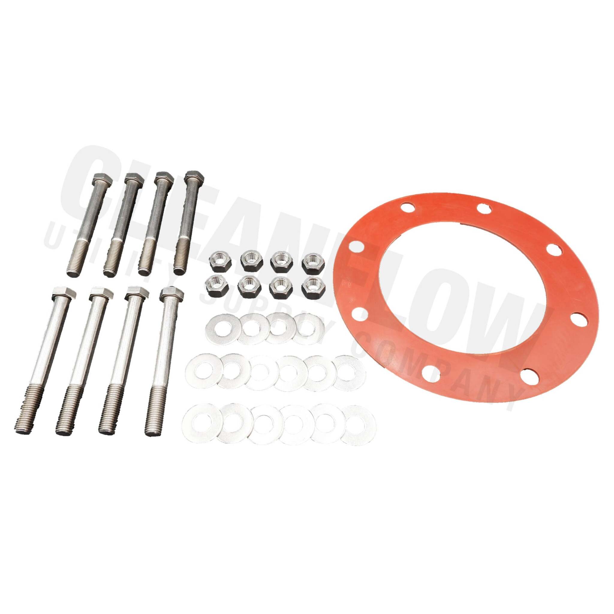 316 Stainless Steel Flange Bolt Pack with 1/8" Full-Face Gasket | Corrosion-Resistant | ANSI 150# Complete Kit for Flange Connections in Harsh Areas