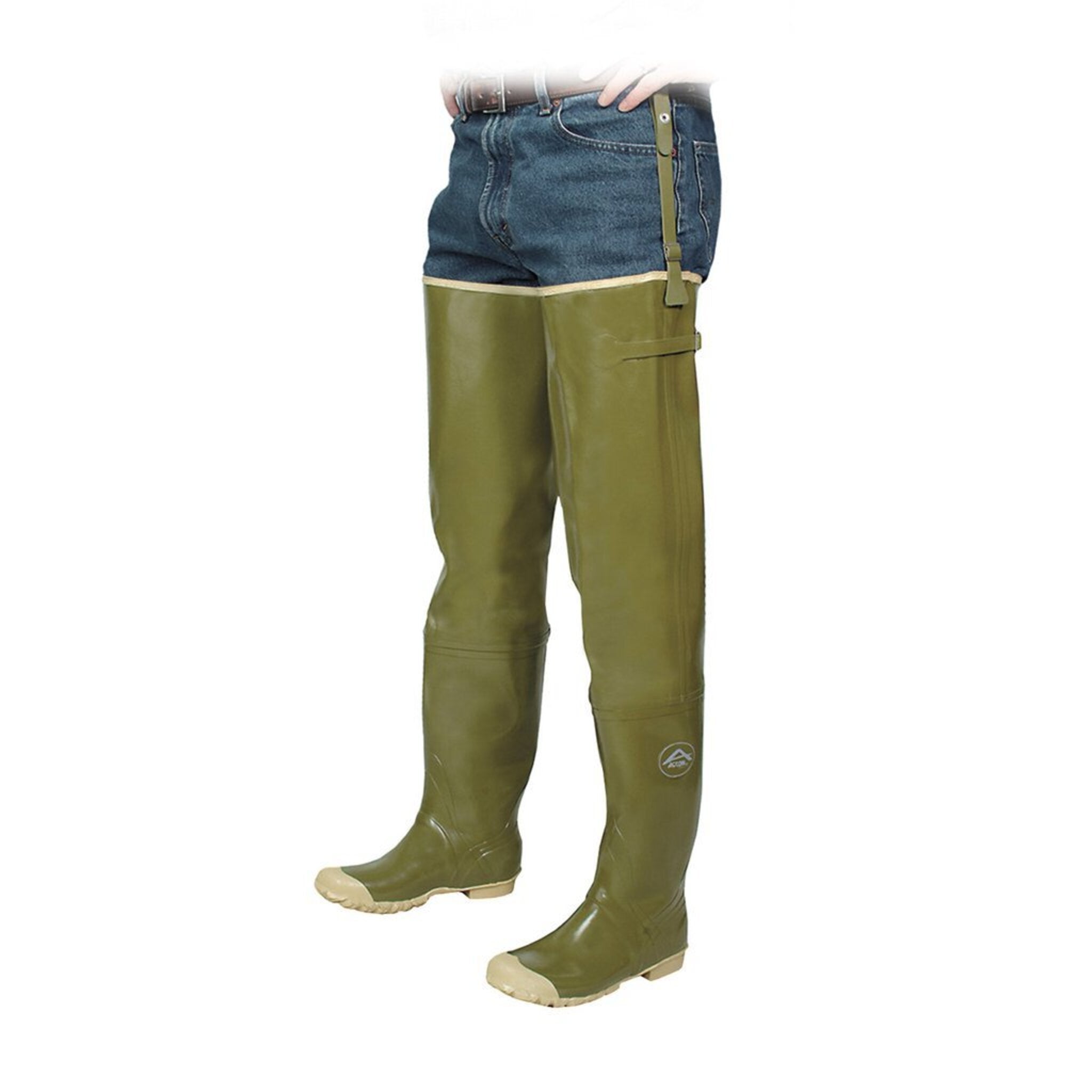 Acton Brook Natural Rubber Plain Toe Hip Waders | Sizes 1-13 Work Boots - Cleanflow