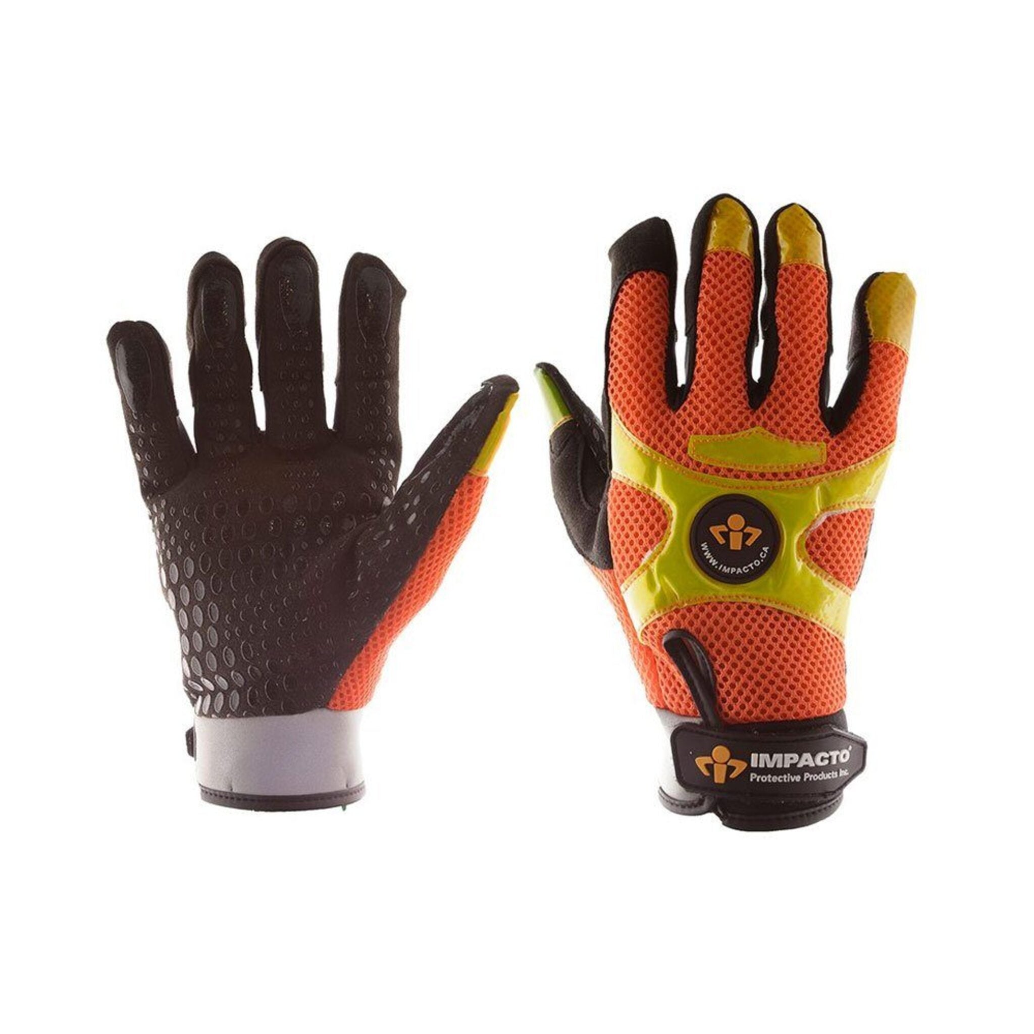 Impacto Hi-Vis Anti-Vibration Mechanic's Style Suede Leather Silicone Grip Glove with Air Glove® Technology Work Gloves and Hats - Cleanflow