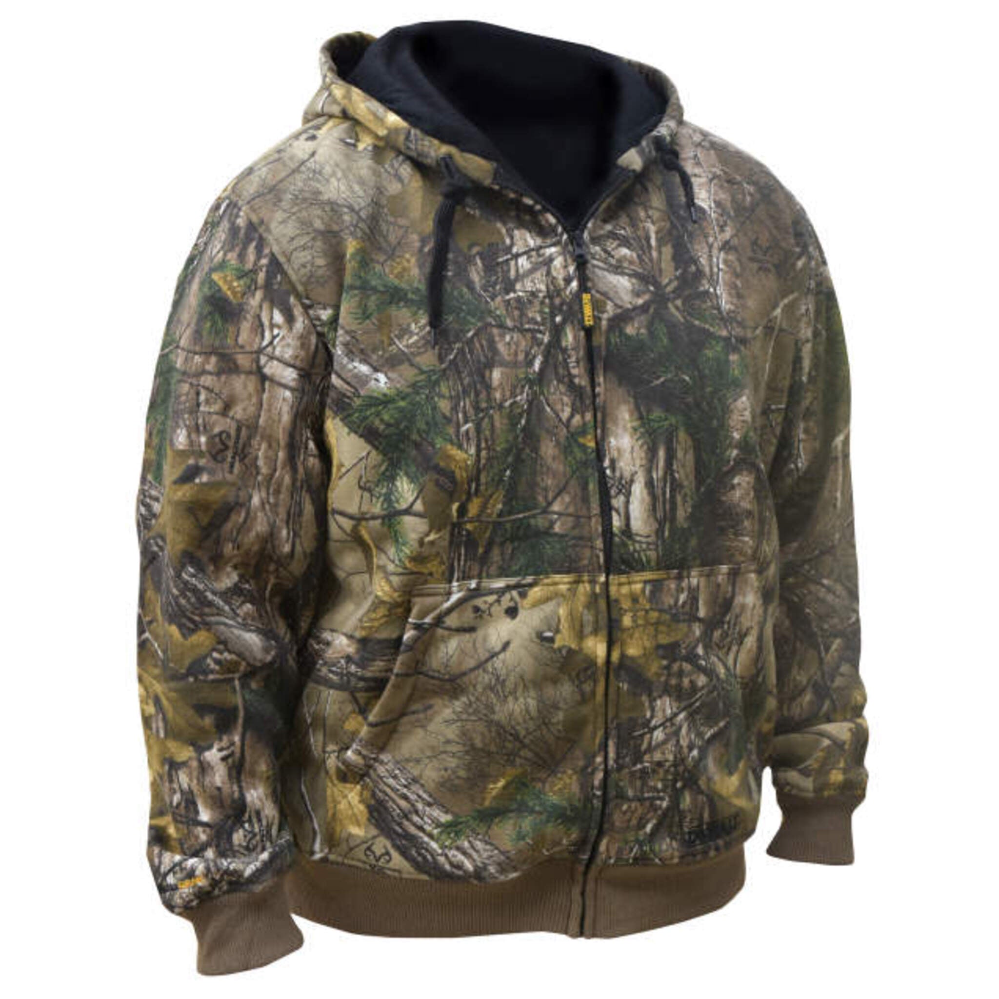 DEWALT® Men's Heated Realtree Xtra® Camouflage Hoodie with Battery – 3 Heating Zones, Thermal Waffle Knit Lining, Wind Resistant | Sizes S-3XL