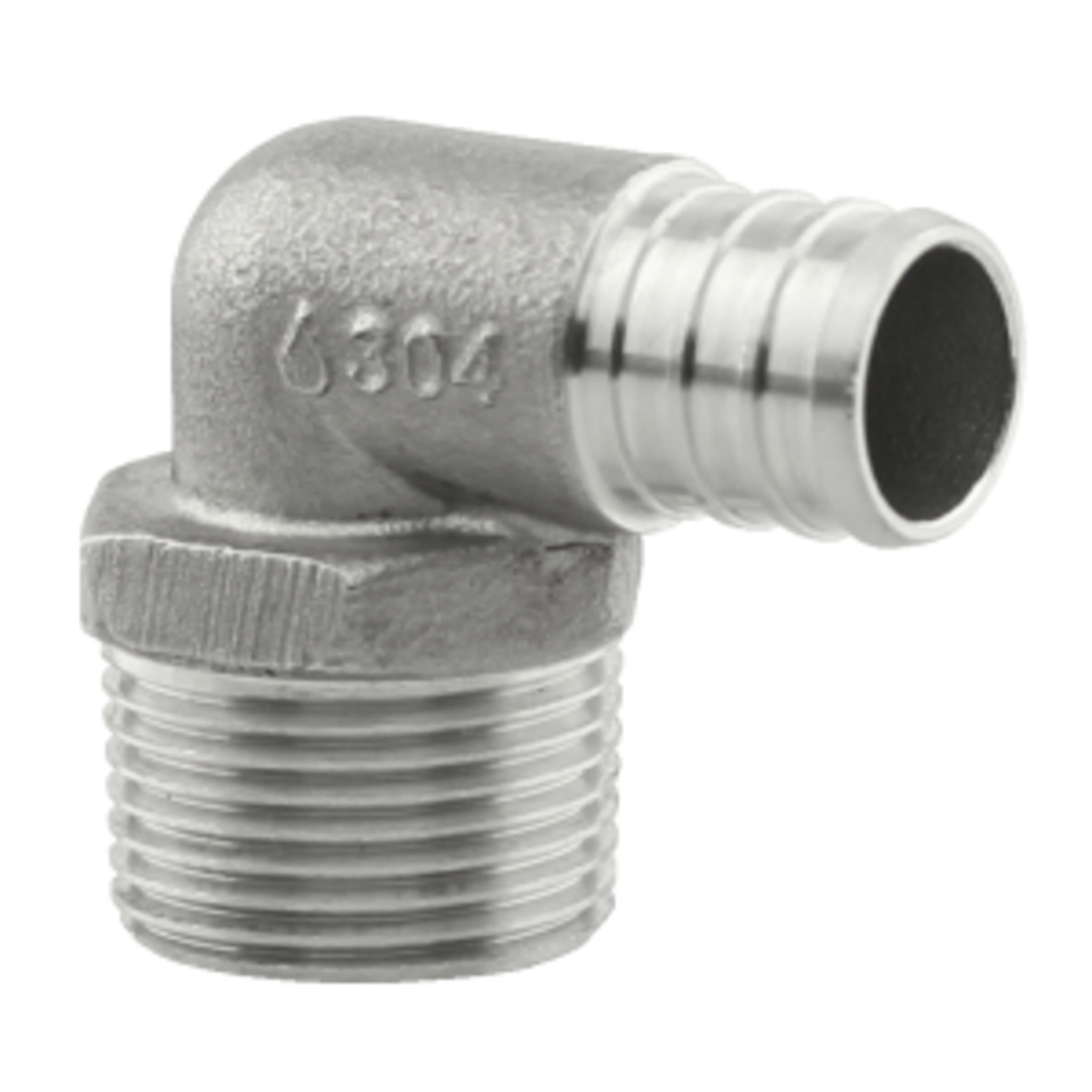 304 Stainless Steel PEX x MPT 90° Elbow – Corrosion-Resistant, Durable, High-Flow Fitting for Plumbing, Hydronic Heating, and Chemical Transfers