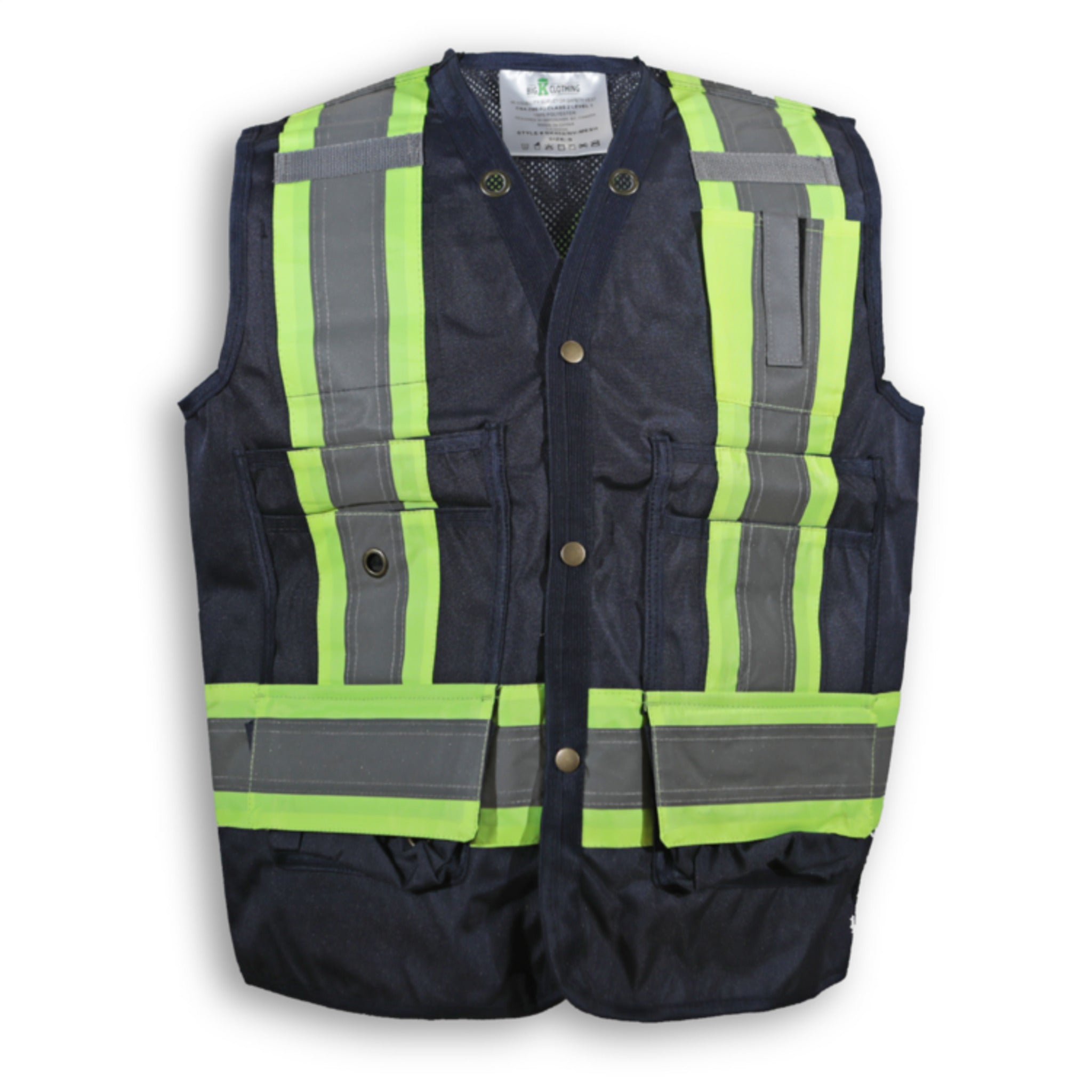 Big K Men's 100% Polyester Mesh Surveyor Vest with Full Breathable Mesh Back | CSA Approved | 7 Pockets | 3M Reflective Tape | Durable & Comfortable