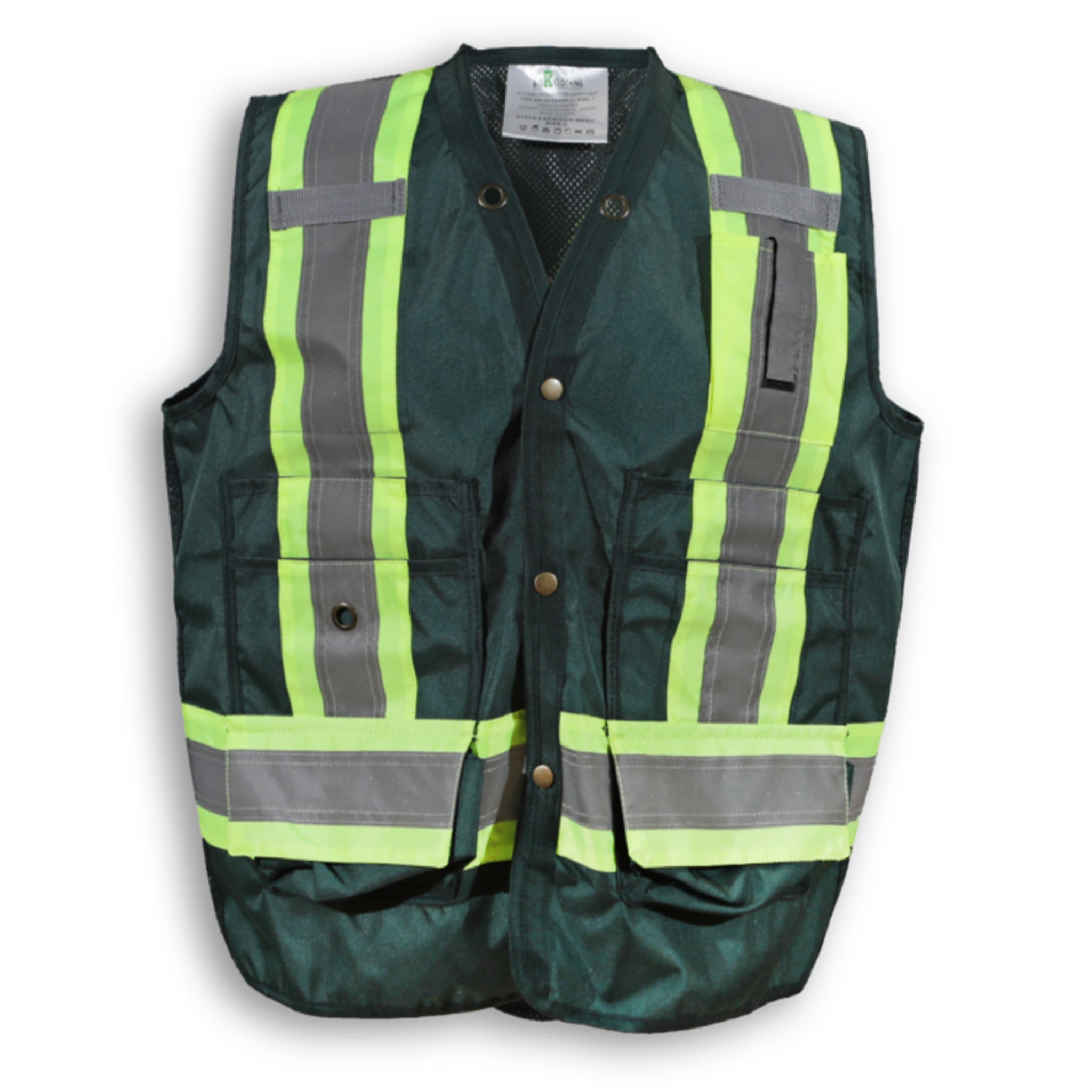 Big K Men's 100% Polyester Mesh Surveyor Vest with Full Breathable Mesh Back | CSA Approved | 7 Pockets | 3M Reflective Tape | Durable & Comfortable