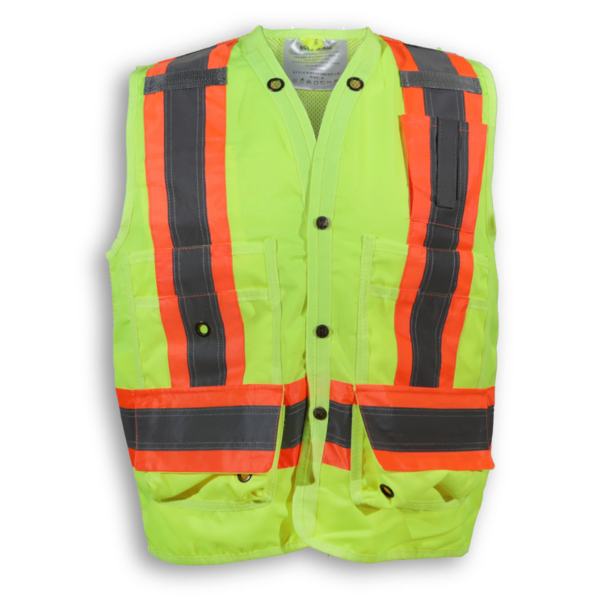 Big K Men's 100% Polyester Mesh Surveyor Vest with Full Breathable Mesh Back | CSA Approved | 7 Pockets | 3M Reflective Tape | Durable & Comfortable