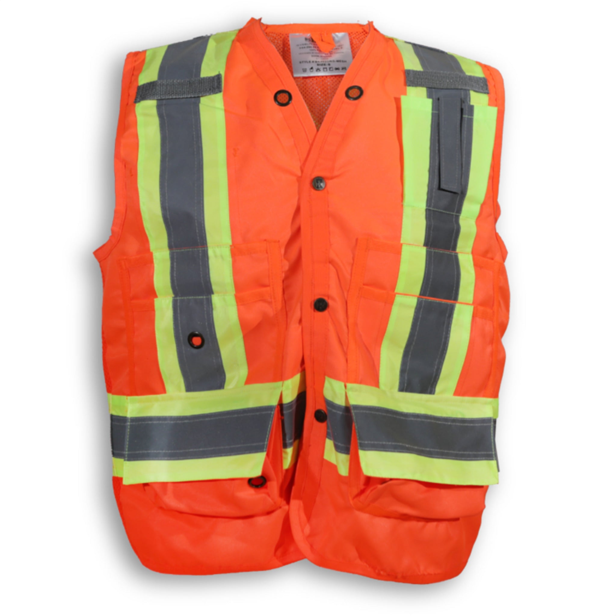 Big K Men's 100% Polyester Mesh Surveyor Vest with Full Breathable Mesh Back | CSA Approved | 7 Pockets | 3M Reflective Tape | Durable & Comfortable