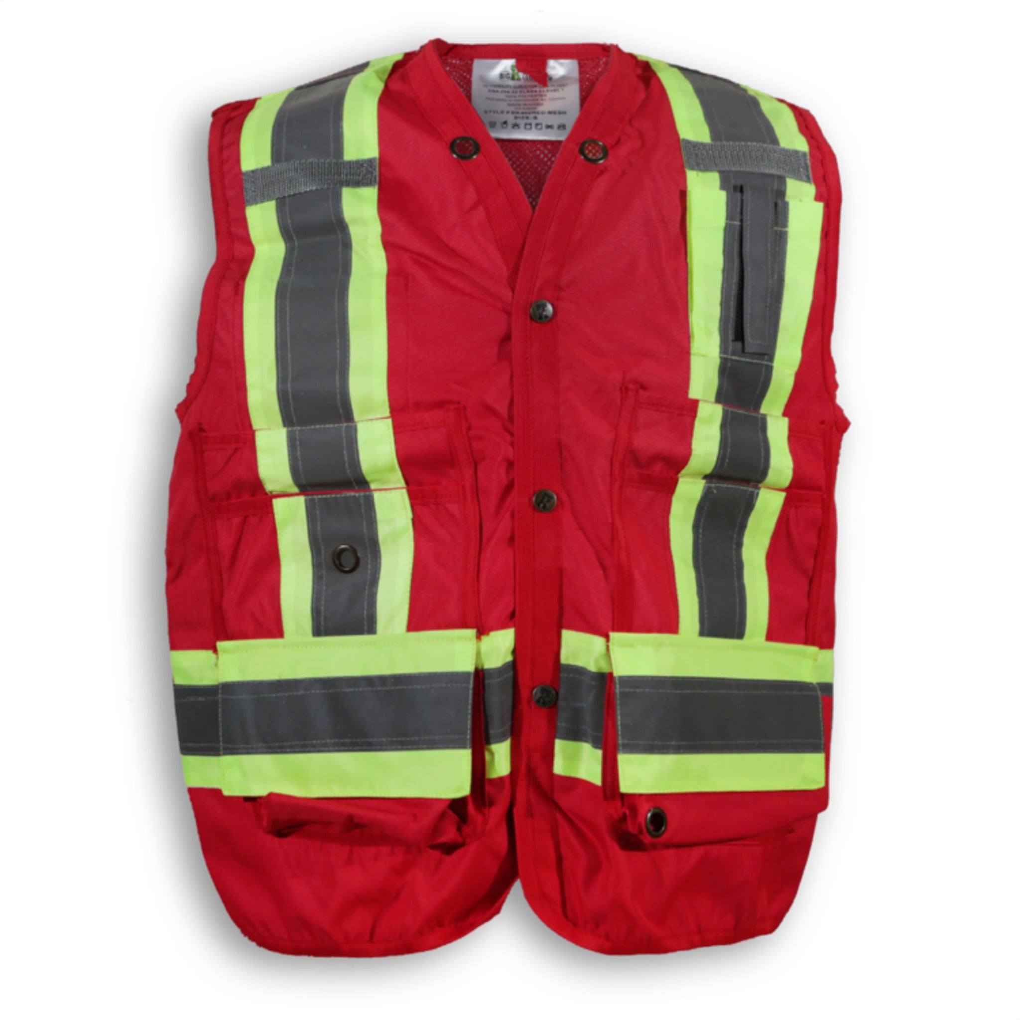 Big K Men's 100% Polyester Mesh Surveyor Vest with Full Breathable Mesh Back | CSA Approved | 7 Pockets | 3M Reflective Tape | Durable & Comfortable