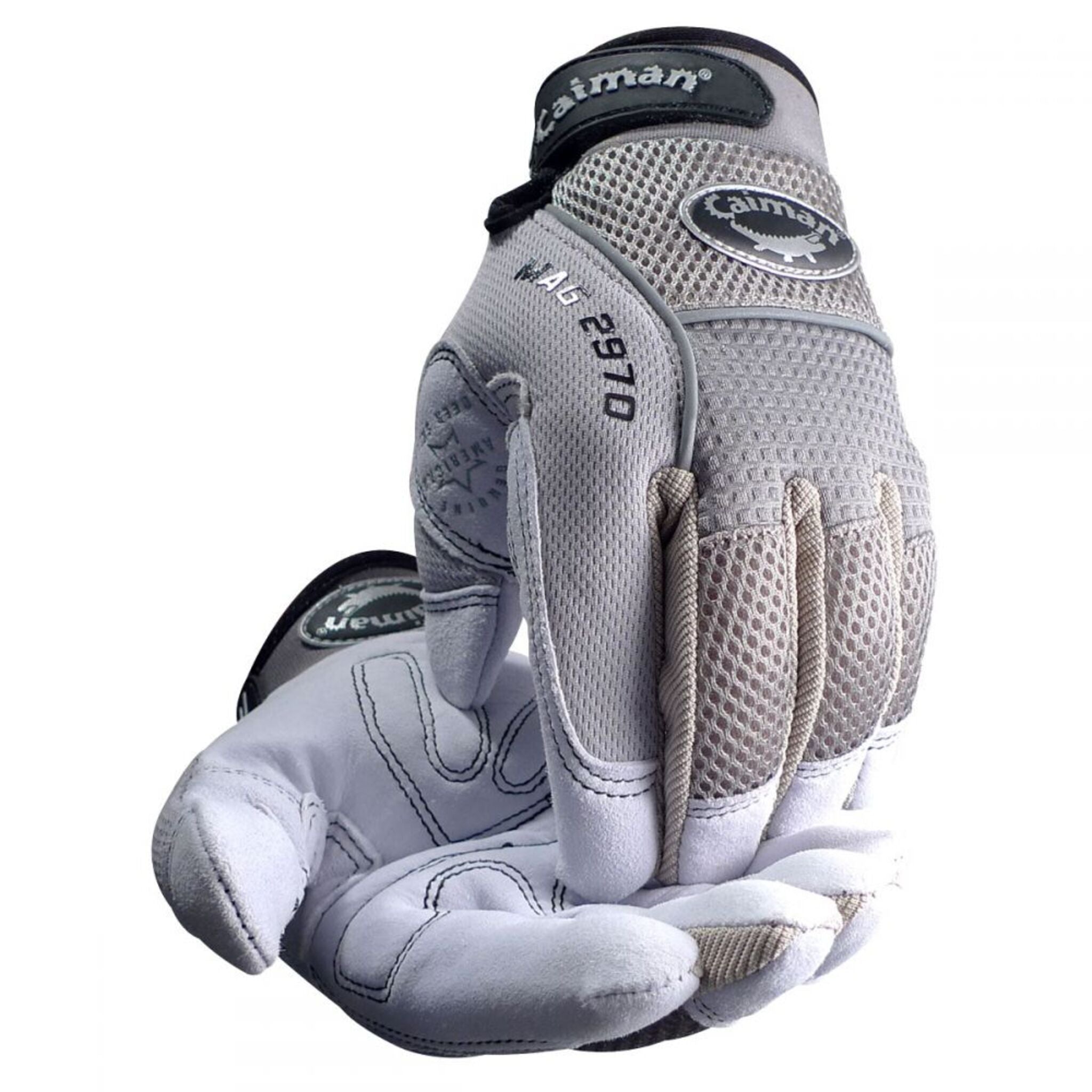 Caiman® 2970 Deerskin Mechanics Gloves - Padded, Knuckle Protection, Pinch'd-Tip™ Fingers, Breathable AirMesh™ Back, Neoprene Cuff, Durable Workwear