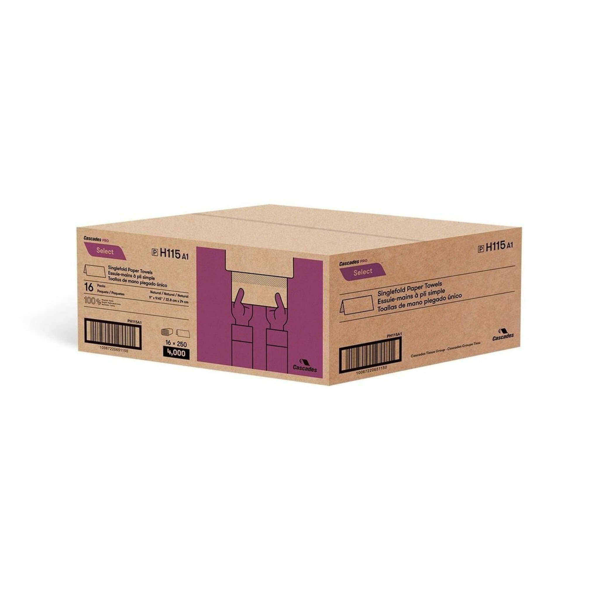 Cascades Pro Select Singlefold Paper Towels | 250/Pkg | Case of 16 Janitorial Supplies - Cleanflow