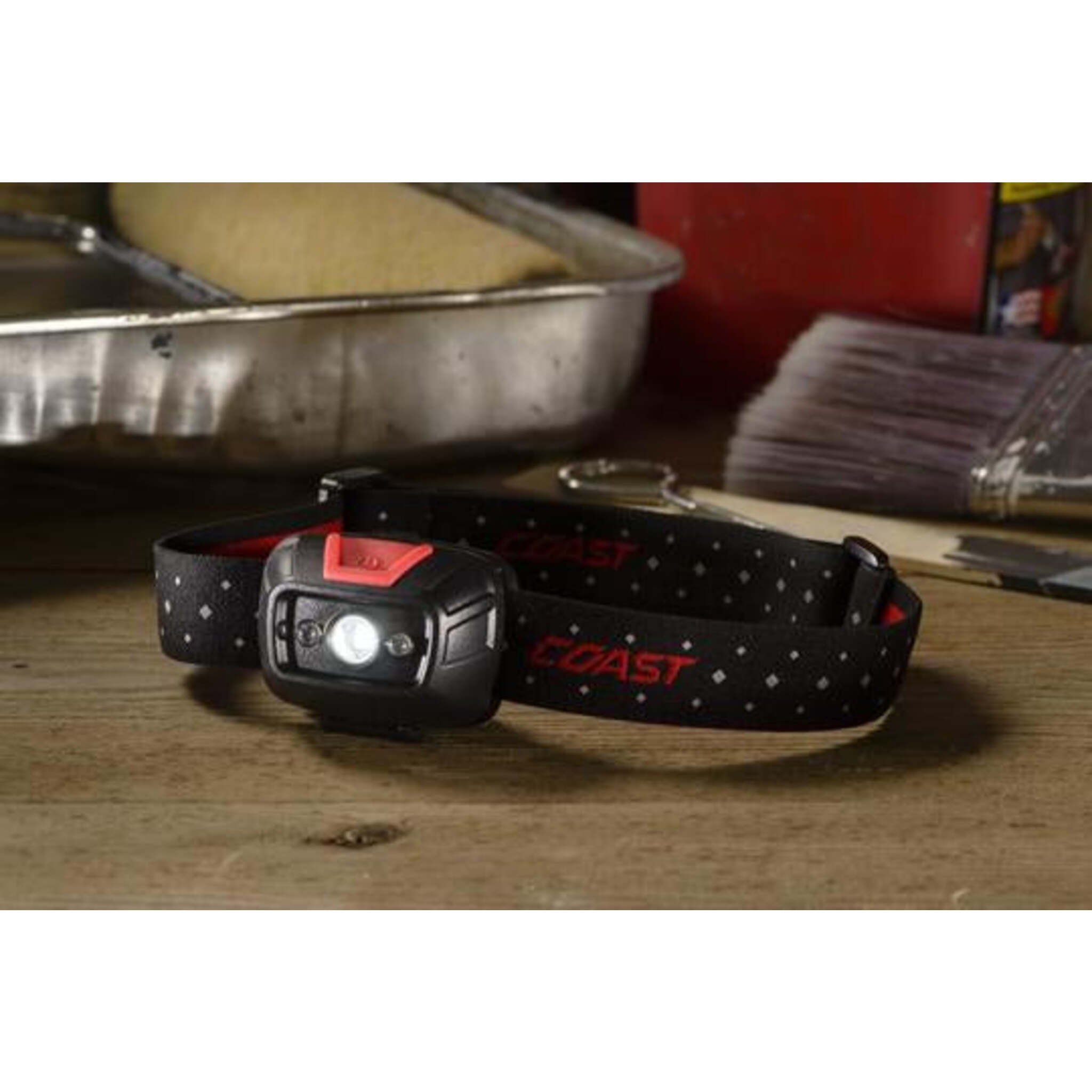 Coast® FL19 Dual Color Wide Angle LED Headlamp - 330 Lumens, 38M Beam, IPX4 Weatherproof, Red & White Light Modes, Reflective Safety Strap