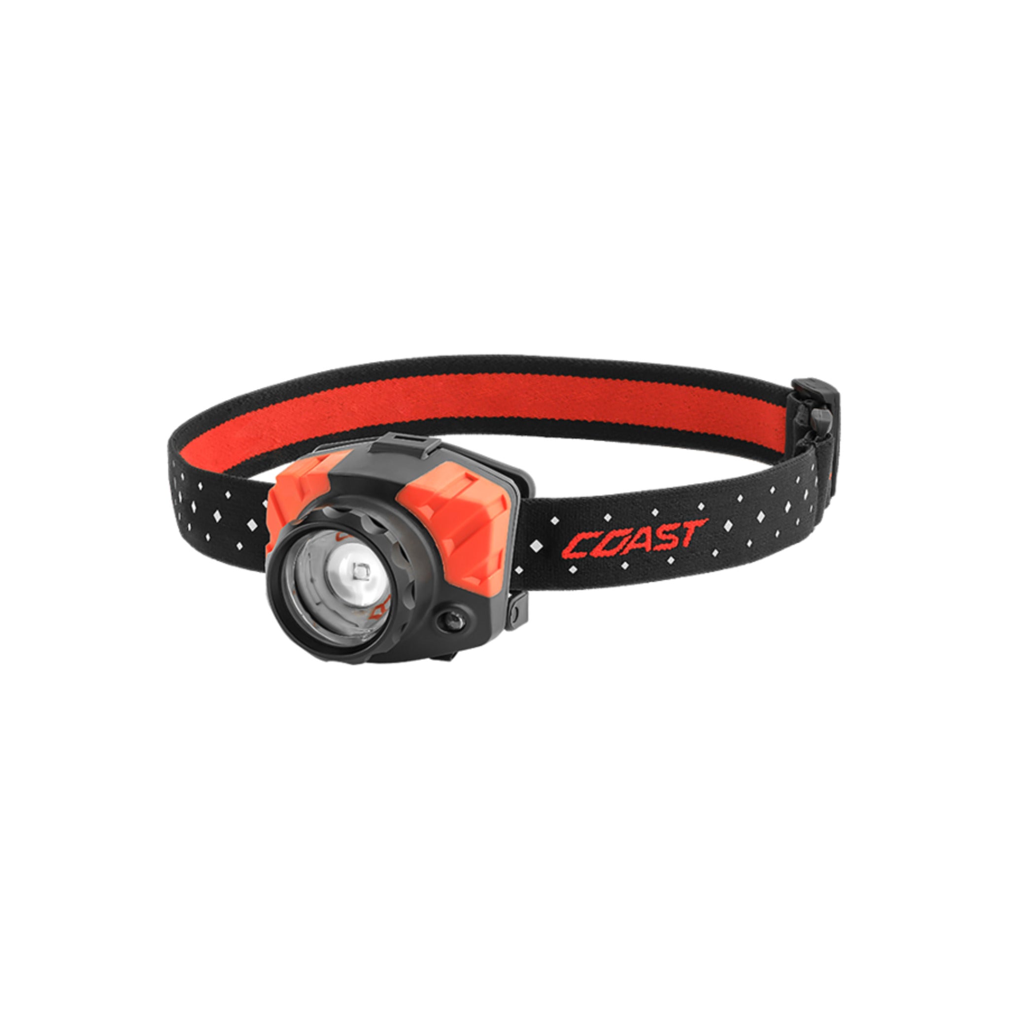 Coast® FL85 Dual Color Pure Beam Focusing LED Headlamp - 615 Lumens, 183M Beam, IPX4 Weatherproof, Red & White Light Modes, Reflective Strap