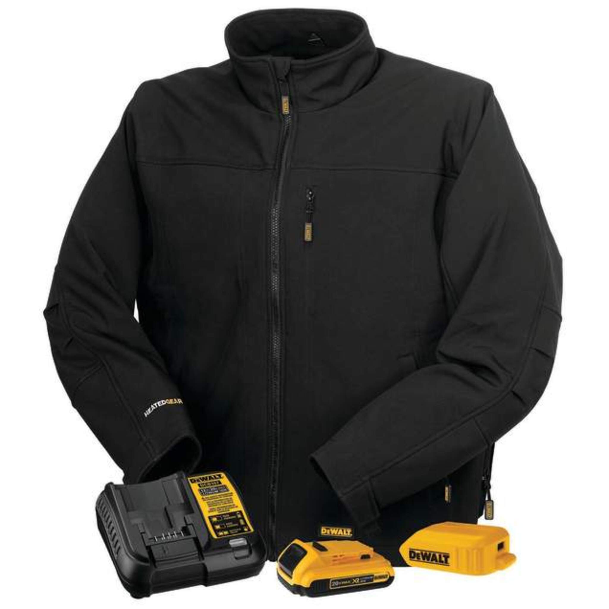 DEWALT® Men's Heated Fleece Lined Soft Shell Jacket with Battery – 5 Heating Zones, Water & Wind Resistant, Adjustable Fit, 5 Pockets | Sizes S-3XL