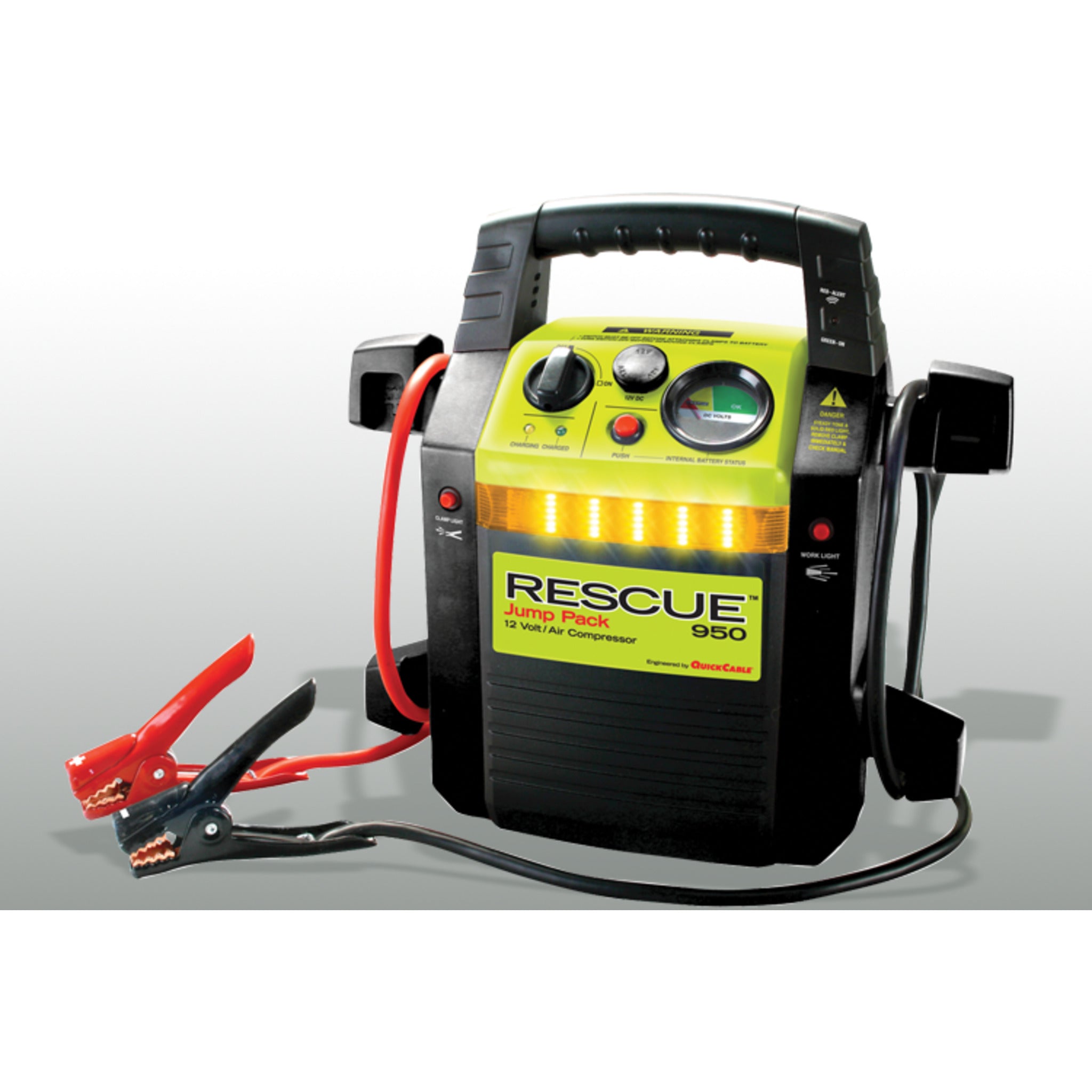 Quick Cable 950 RESCUE Jump Pack w/ 400 Cranking/1000 Peak Amps & Built-In Air Compressor – All-in-One Roadside Power & Tire Inflation Solution