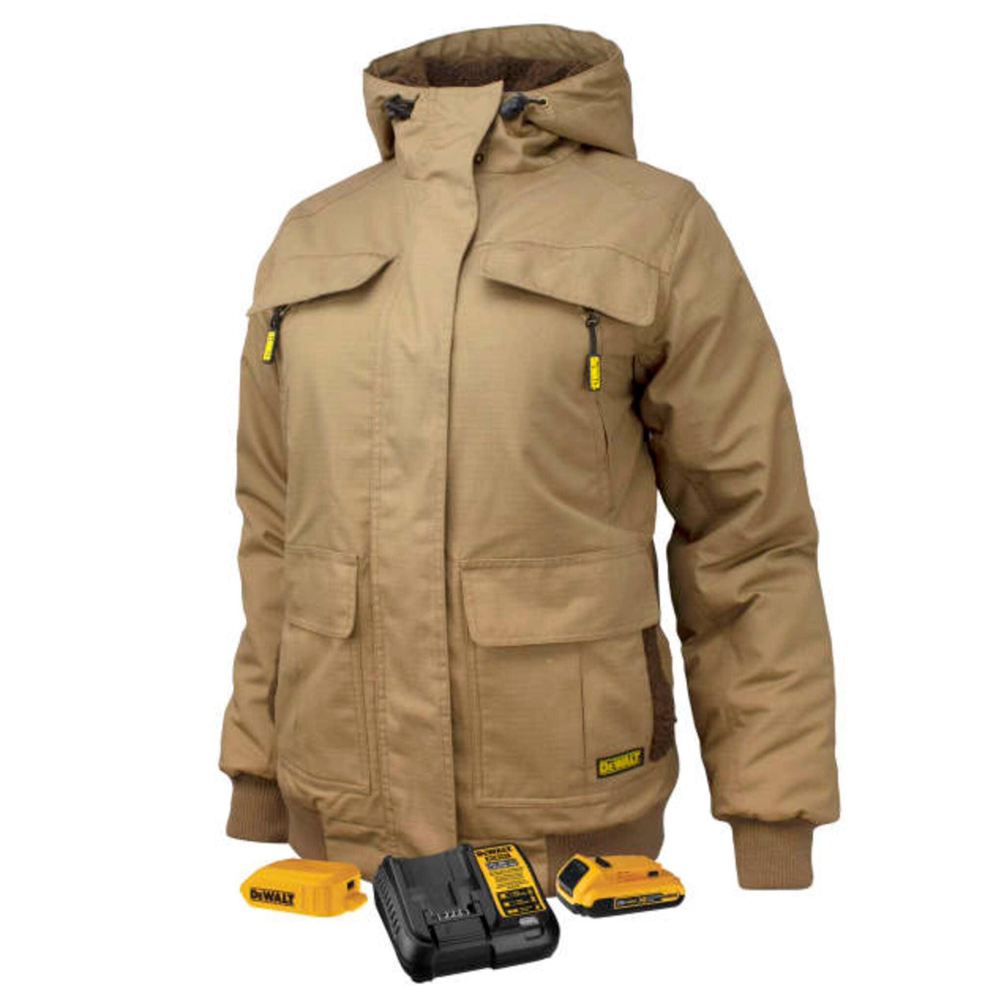 DEWALT® Women's Heavy Duty Ripstop Heated Jacket with Battery – 3 Heat Zones, Wind & Water Resistant, Sherpa Fleece Lining, 5 Pockets | Sizes XS-2XL