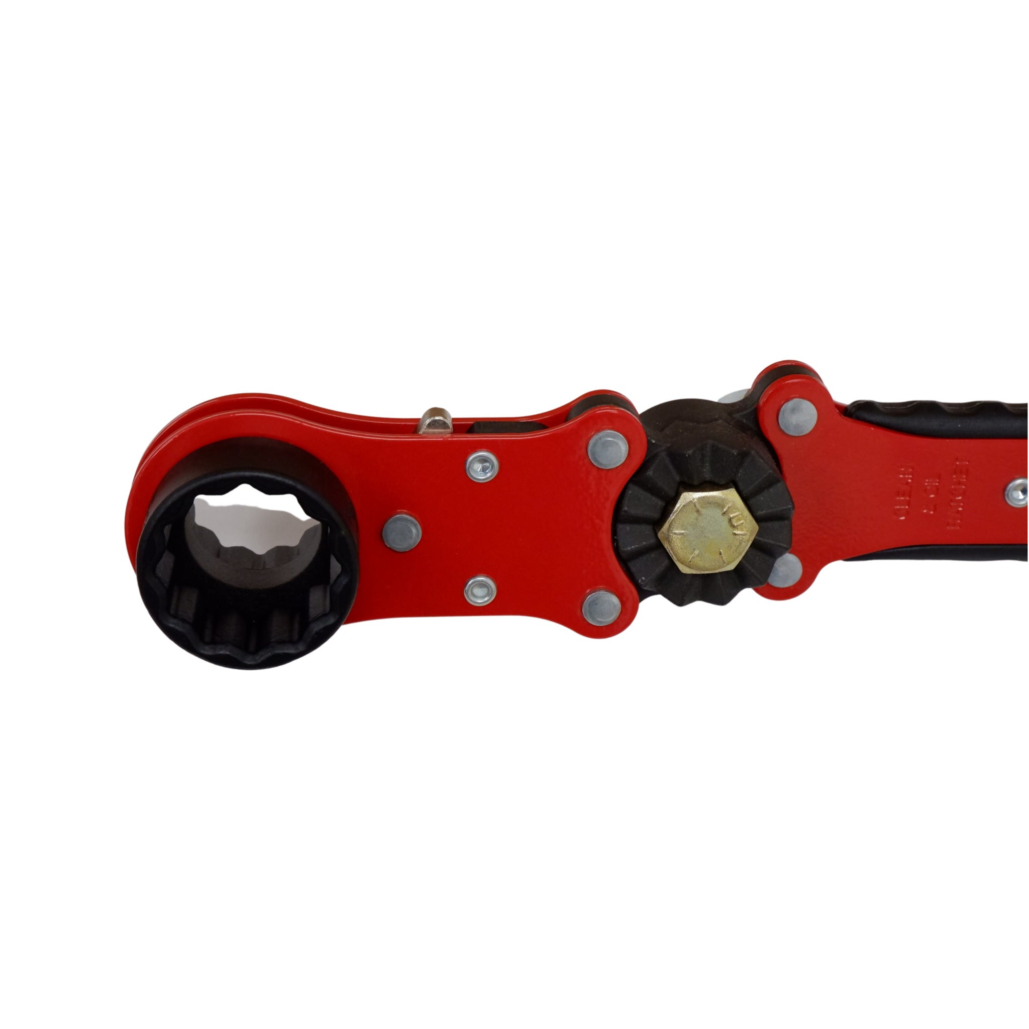 Reed L2N1A Thru-Bolt 2-in-1 Dual Socket Ratchet Wrench, Adjustable Angle, 1-1/4" & 1-1/16" Sockets, 17" Handle, Ideal for Tight Spaces & Pipeline Work