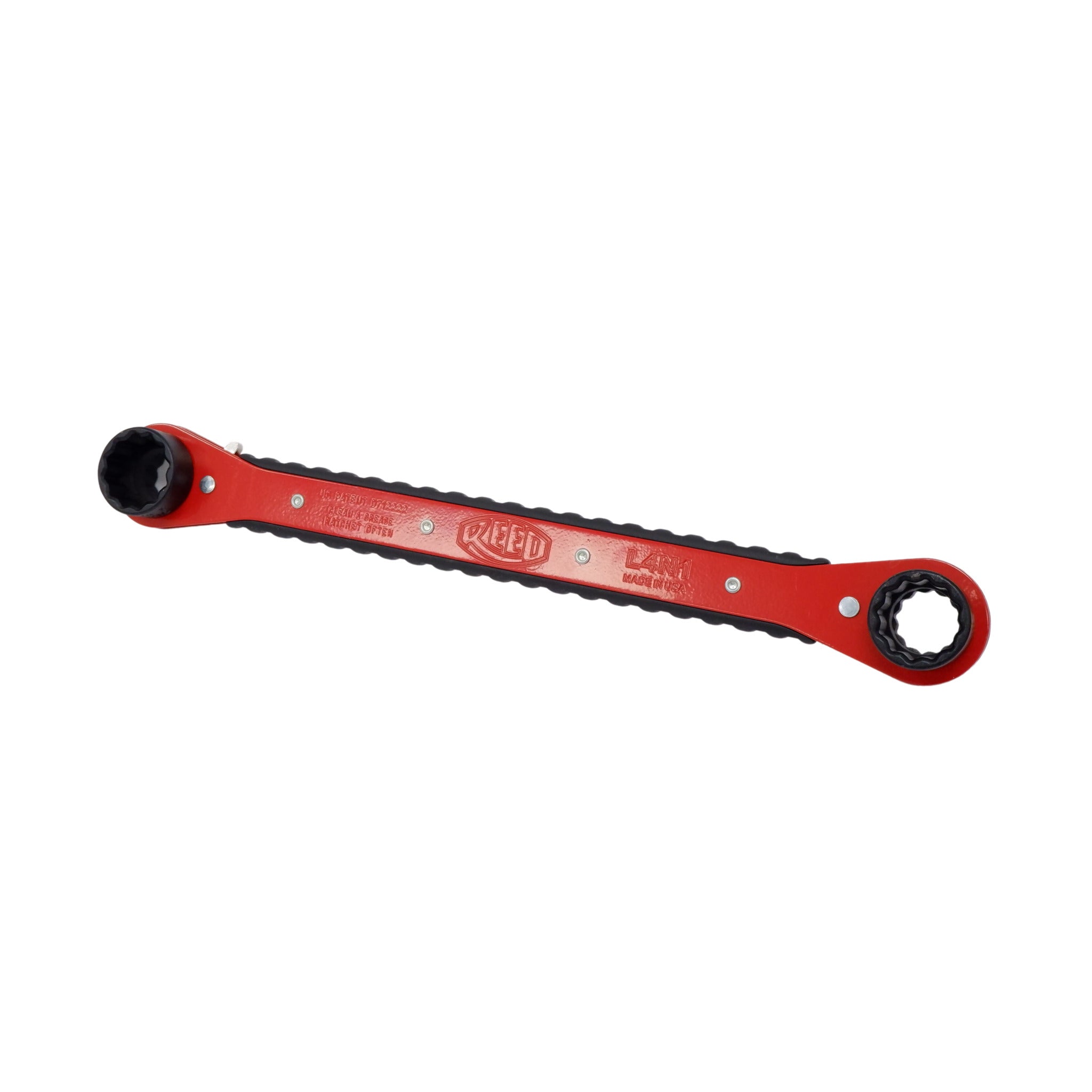 Reed L4N1 Thru-Bolt 4-in-1 Ratchet Wrench | 1-1/4", 1-1/8", 1-1/16", 15/16" Sockets | Made in USA | Multi-Purpose for Water, Gas & Mechanical Jobs