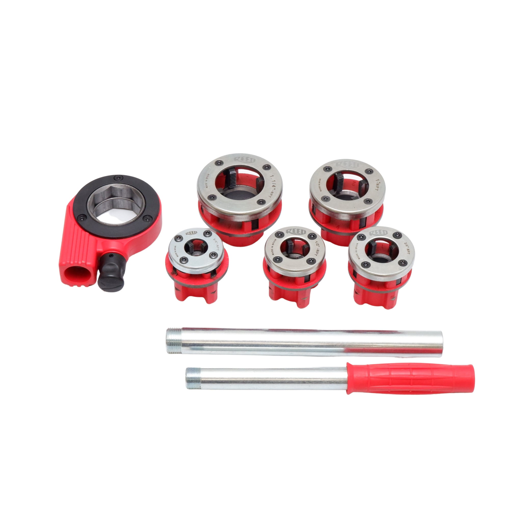 Reed DH82-3 Enclosed Ratchet Threader Set 3/8" to 1-1/4" | 5 Sizes, High-Precision Alloy Steel Dies, Lightweight, Ideal for Plumbing & Pipefitting