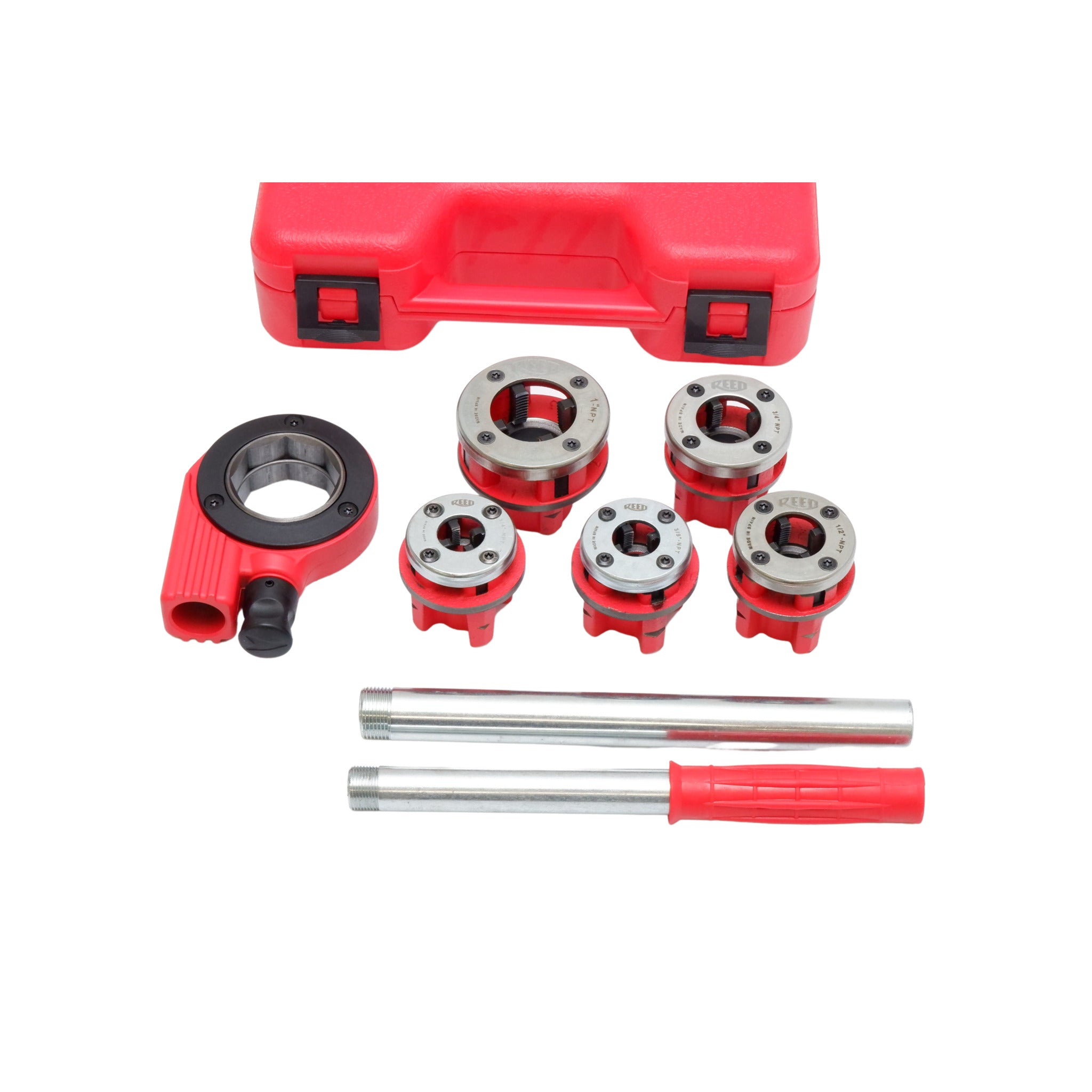 Reed DH81-2 Enclosed Ratchet Threader Set 1/4" to 1" | 5 Sizes, Durable Alloy Steel, Lightweight & Portable, Ideal for Plumbing & Industrial Use