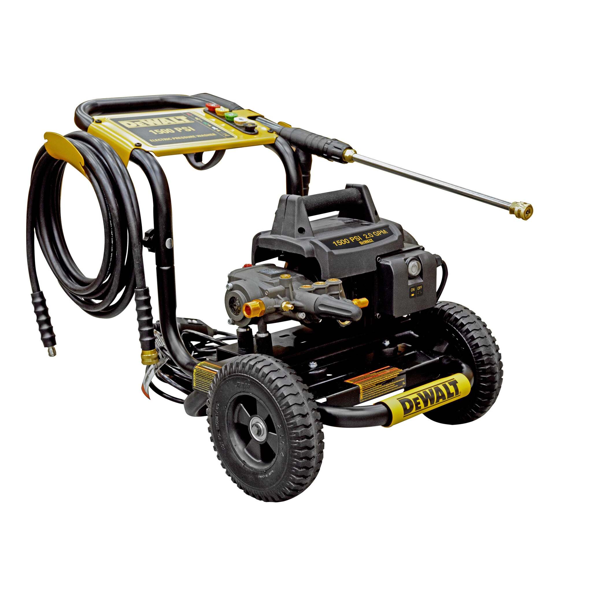 DeWalt DXPW1500E Commercial Grade Electric Pressure Washer - 1500 PSI, 2.0 GPM, 1.5HP Motor, Axial Cam Pump, Heavy-Duty Hose, Versatile Nozzles