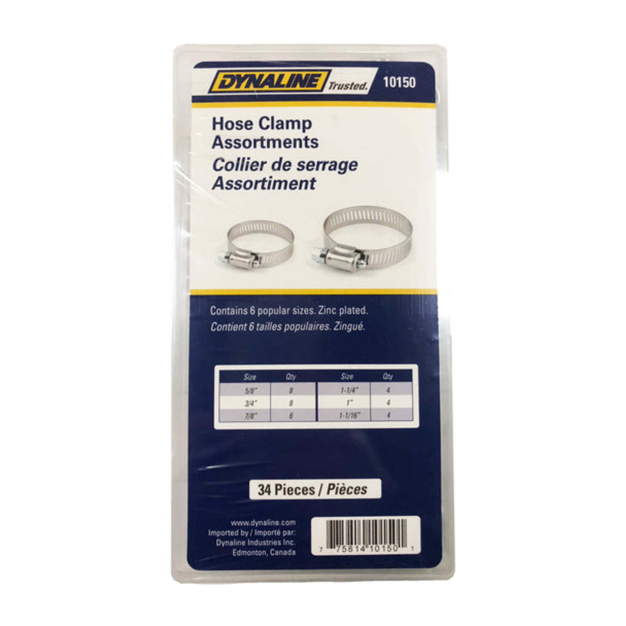 Dynaline Hose Clamps Assortment 34 Pieces / 6 Sizes