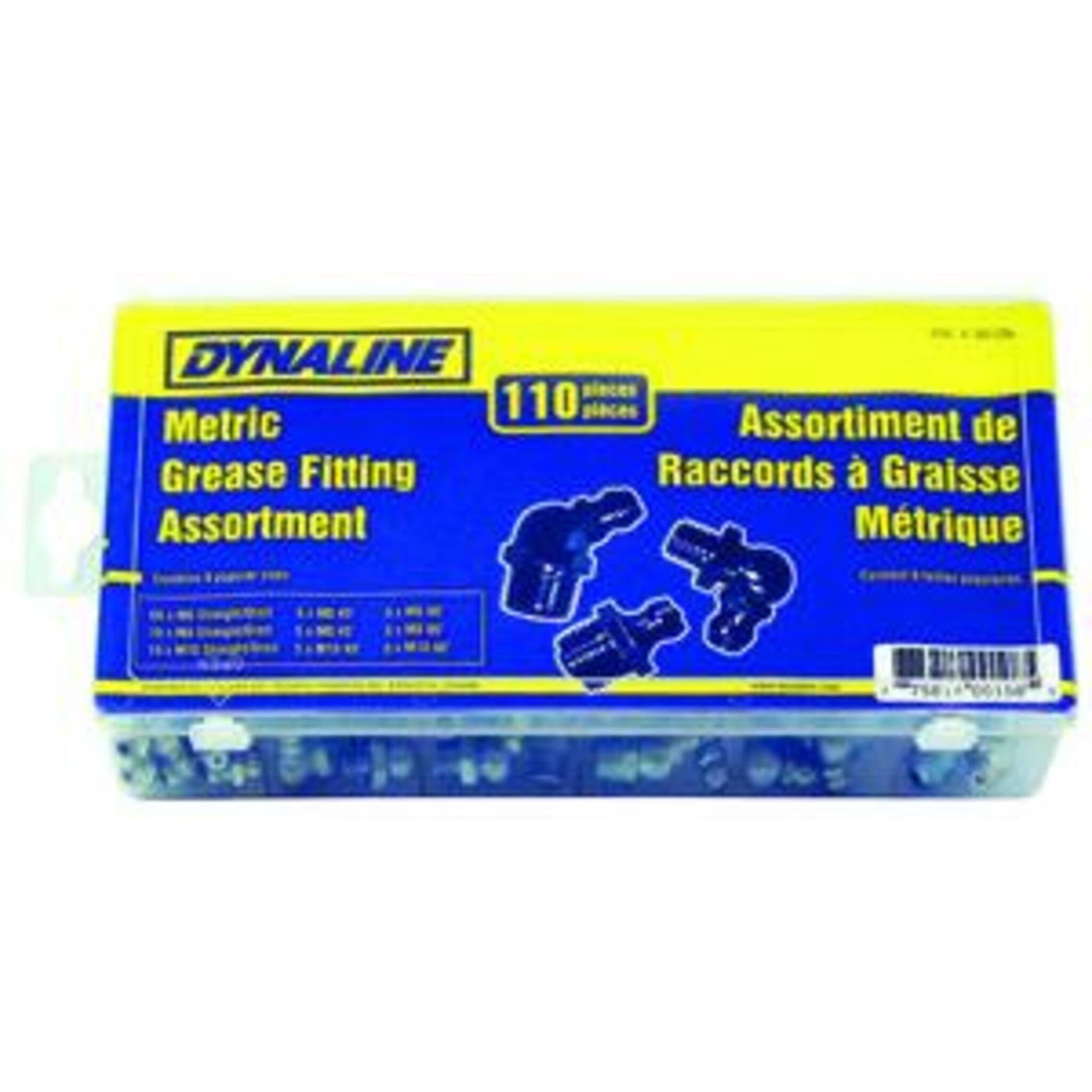 Dynaline Metric Grease Fitting Assortment - 110 Piece Automotive Tools - Cleanflow