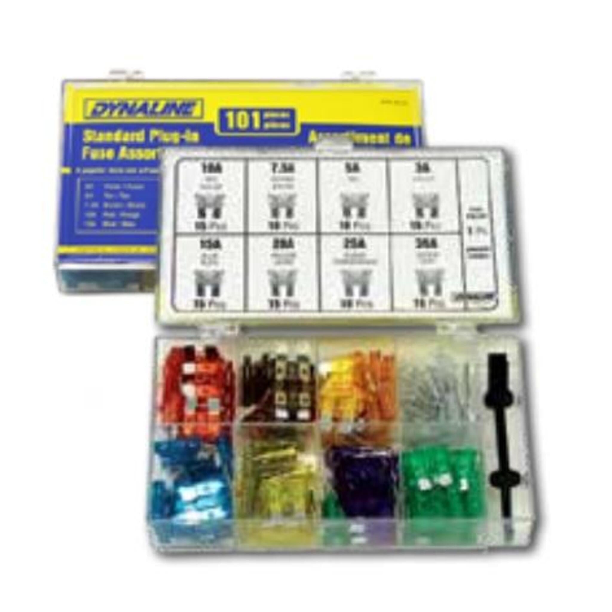 Dynaline Standard Plug-In Fuse Assortment - 101 Piece Automotive Tools - Cleanflow