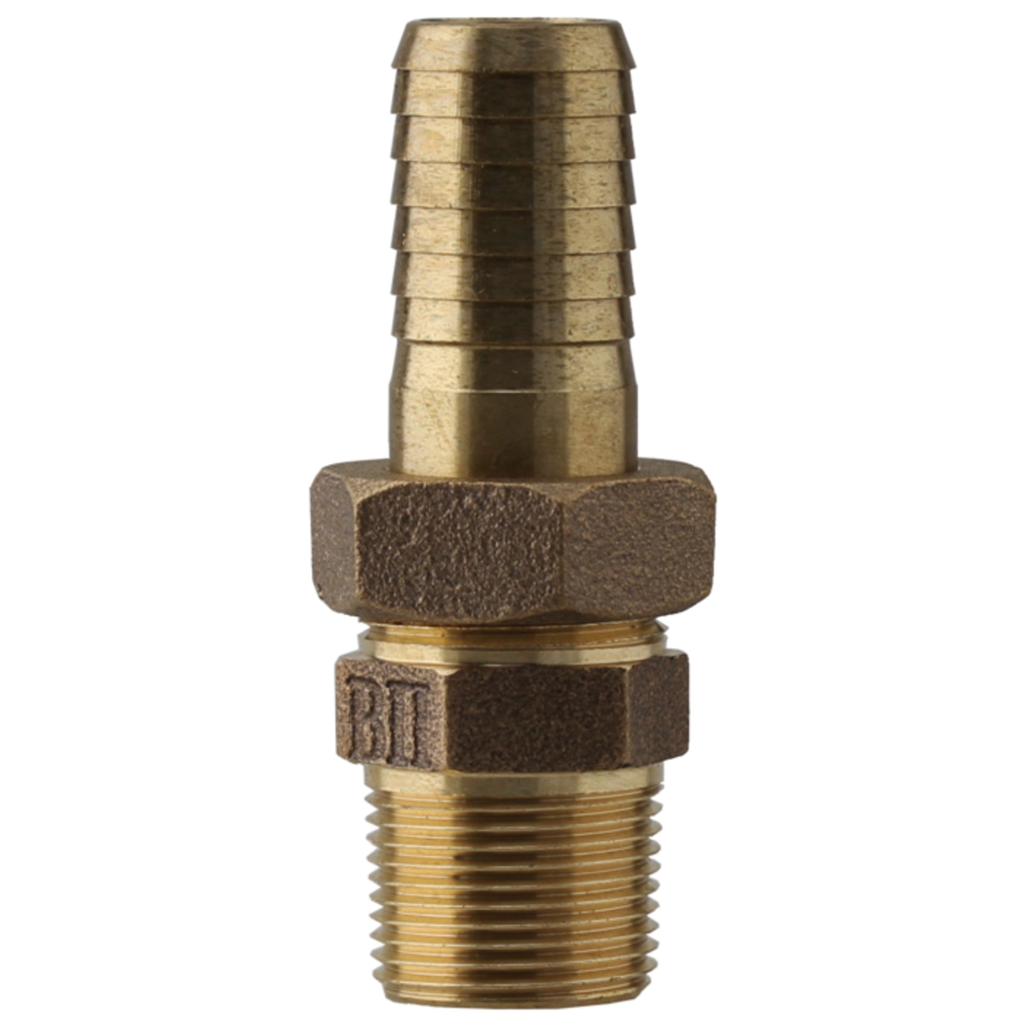 Bronze Lead-Free Poly Pipe Male Union Insert Adapter, MPT x Insert, NSF/ANSI 372 Certified, Swivel Union Nut, For Well Water, Sewage Effluent Systems