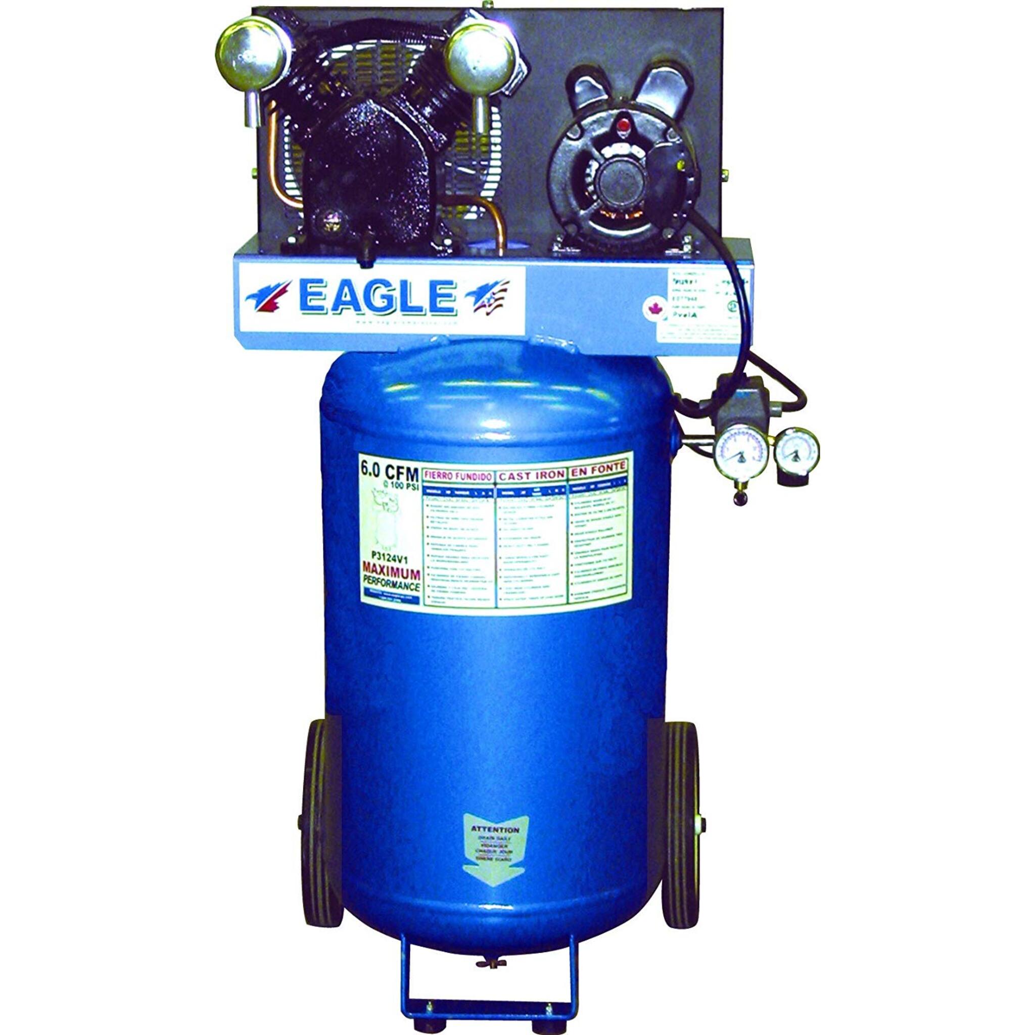 Eagle Portable Vertical Electric Air Compressor - 3 HP - 24 Gallon Tank Facility Equipment - Cleanflow