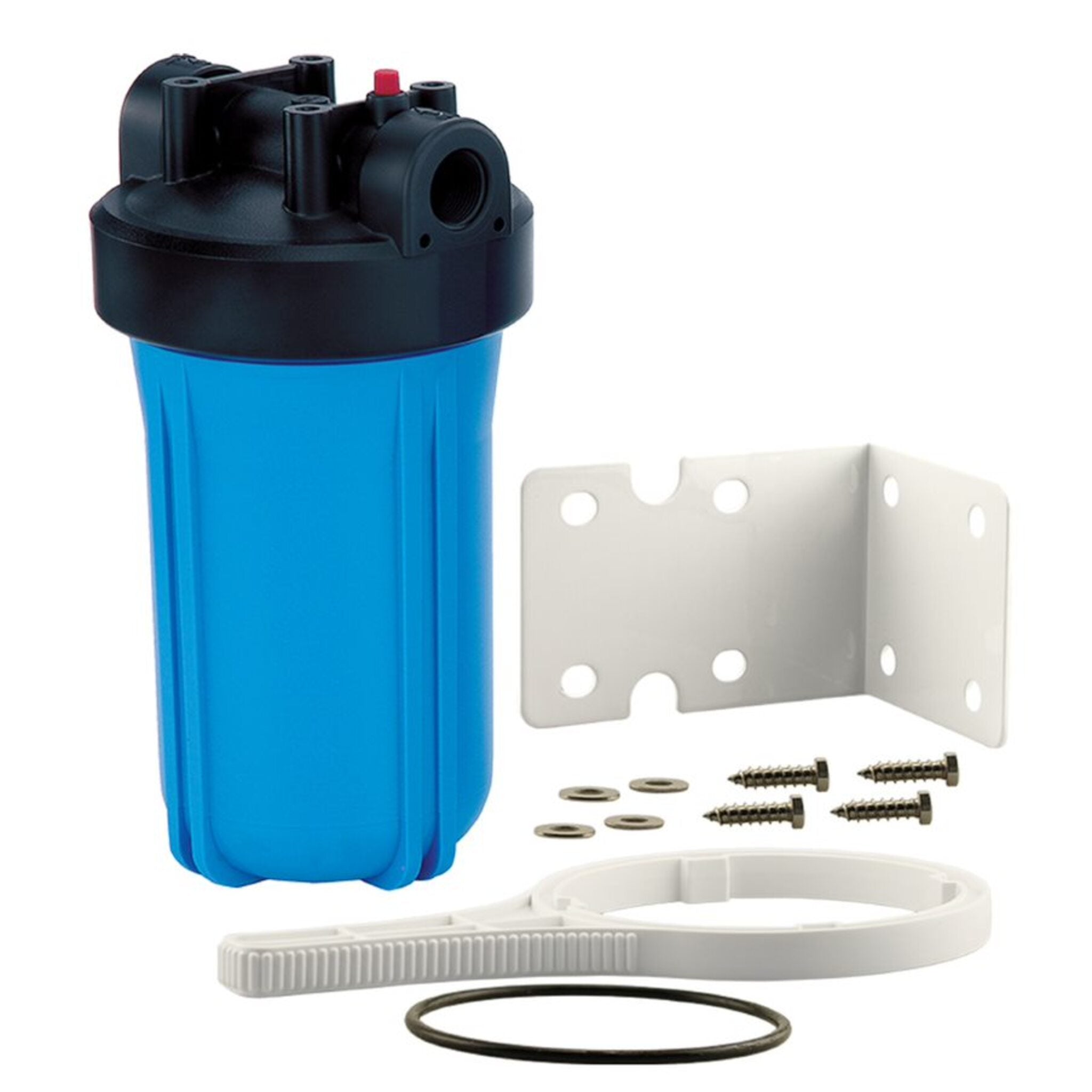 Single 4.5" OD Big Blue Water Filter Housing Package, 10" Blue/Black, Durable, Ideal for Agriculture, Wells, Greenhouse, Whole House, RV