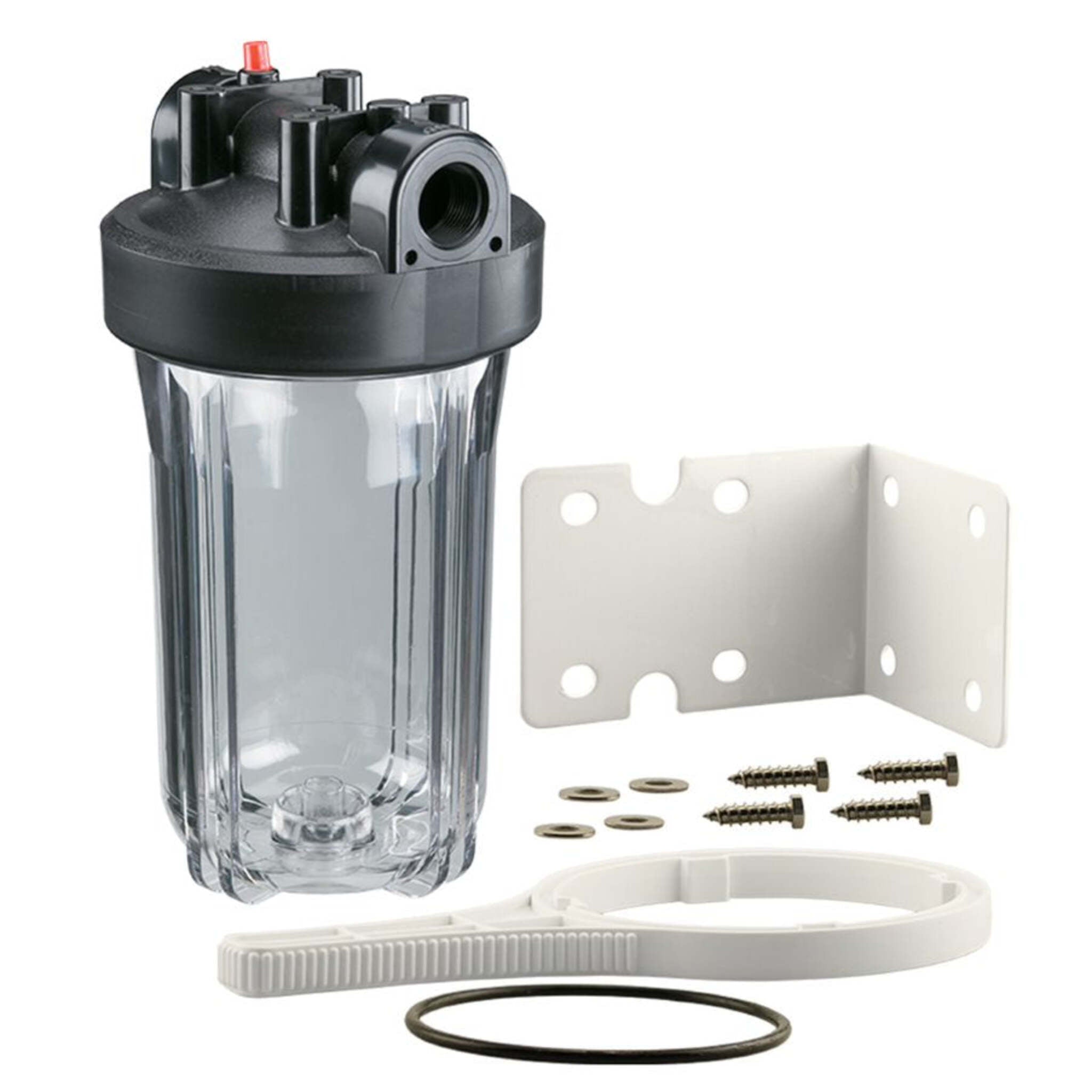 10" Clear Big Blue Water Filter Housing Kit with Optional 5 Micron Sediment Filter Cartridge - 4.5" OD Jumbo Whole House System
