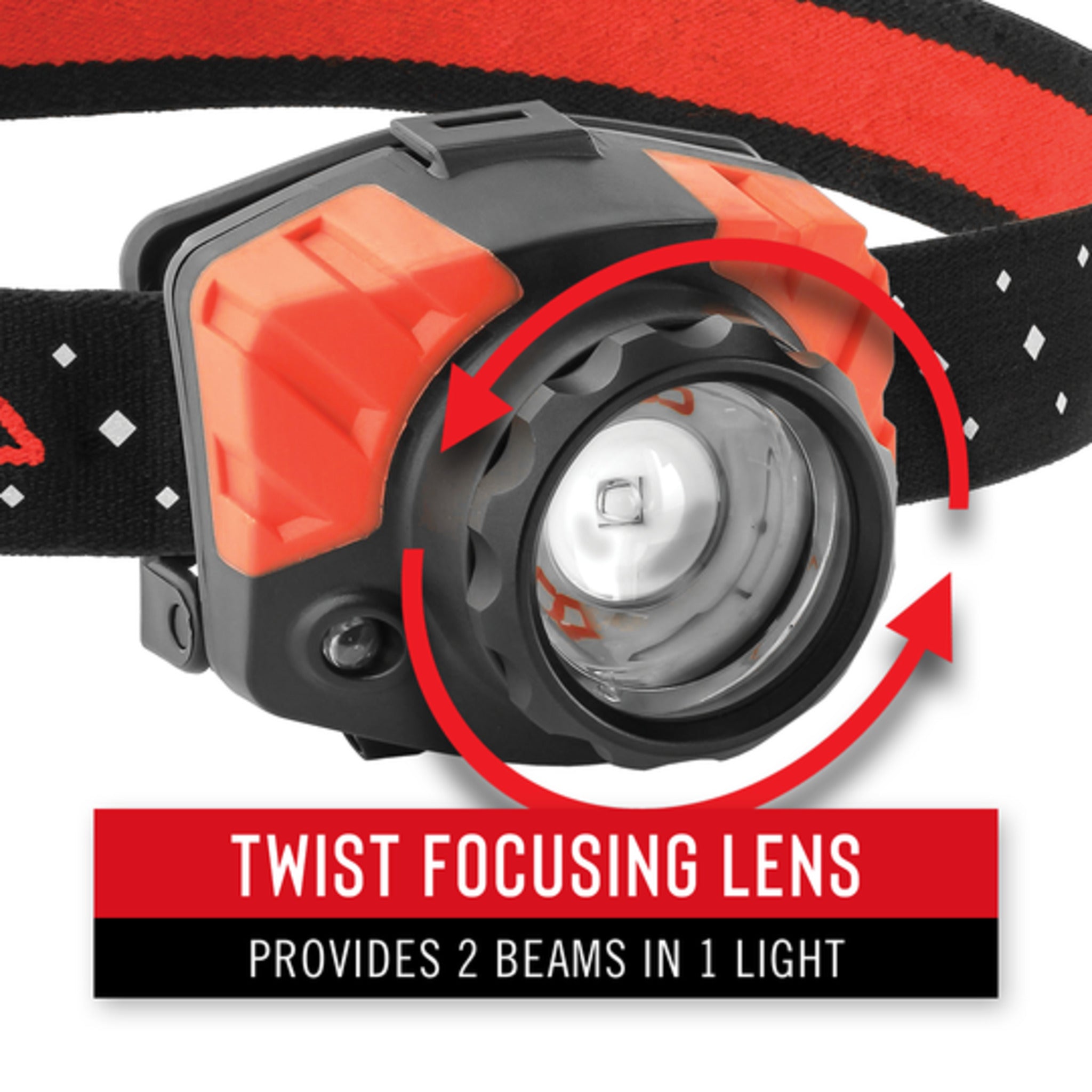 Coast® FL85 Dual Color Pure Beam Focusing LED Headlamp - 615 Lumens, 183M Beam, IPX4 Weatherproof, Red & White Light Modes, Reflective Strap