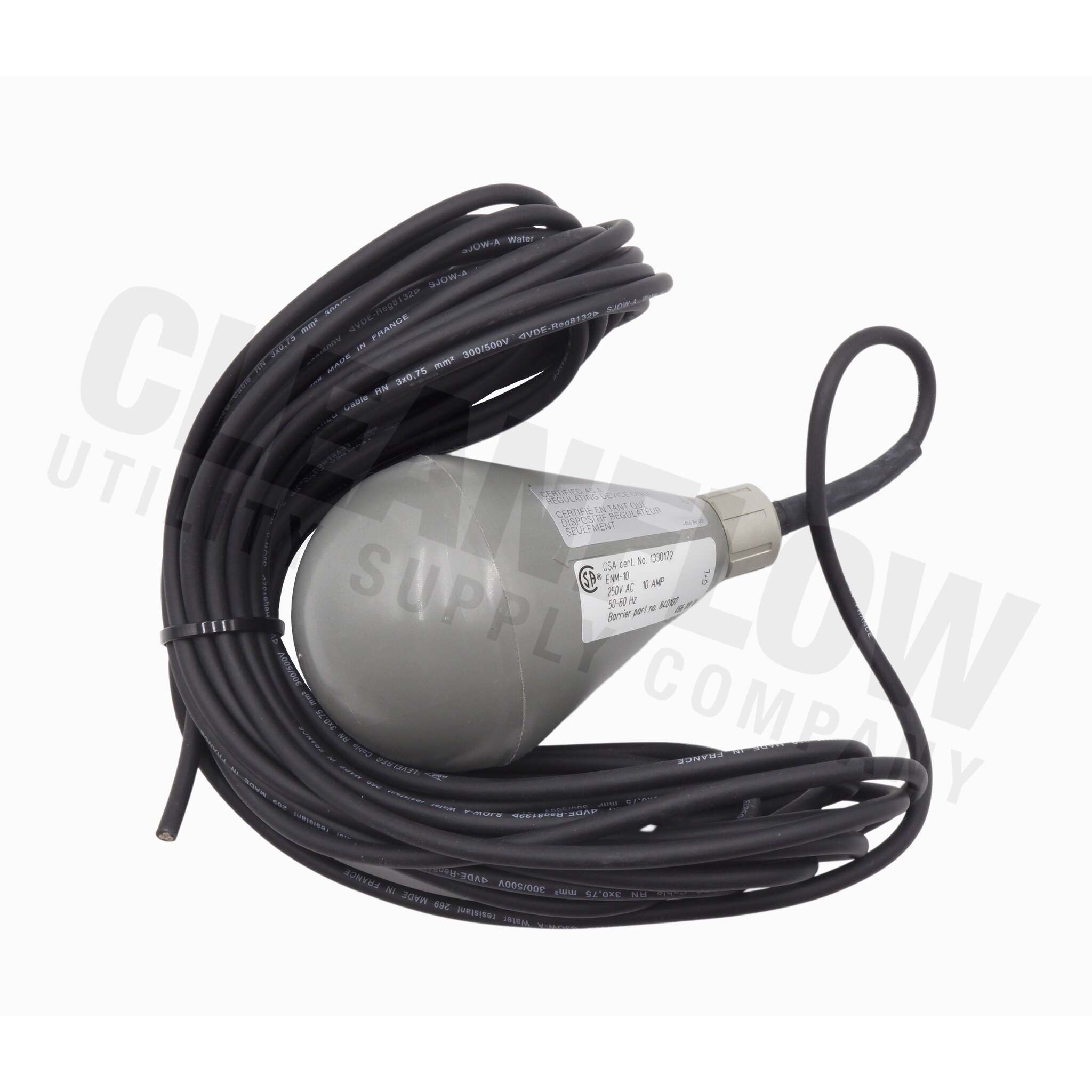 Flygt ENM-10 Non-Mercury Pump Control Float Switch | SPDT, 20', 40', 65' Cable Options | Waterproof, Reliable Level Control in Water & Wastewater