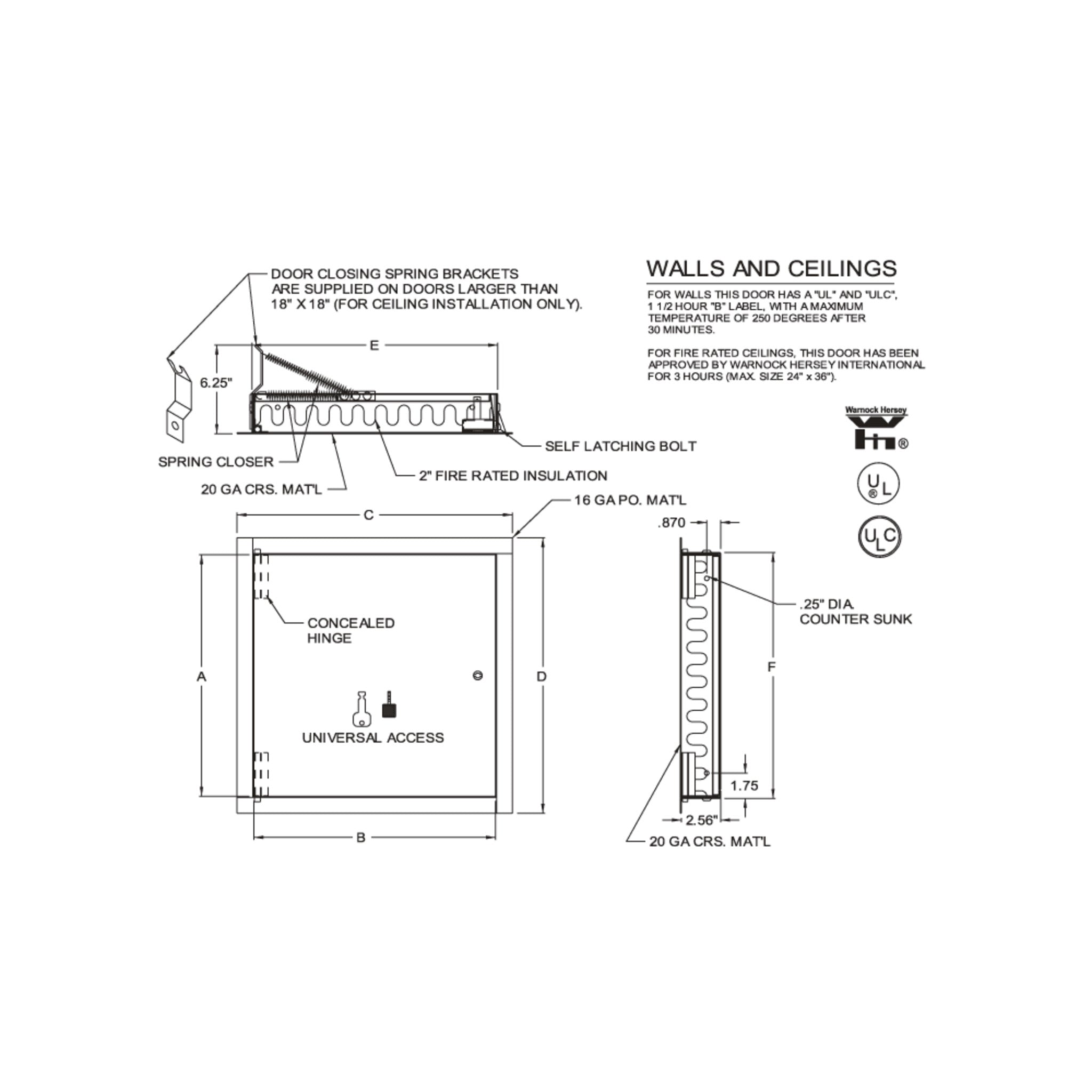 Acudor FW-5050 Fire Rated Insulated Access Door