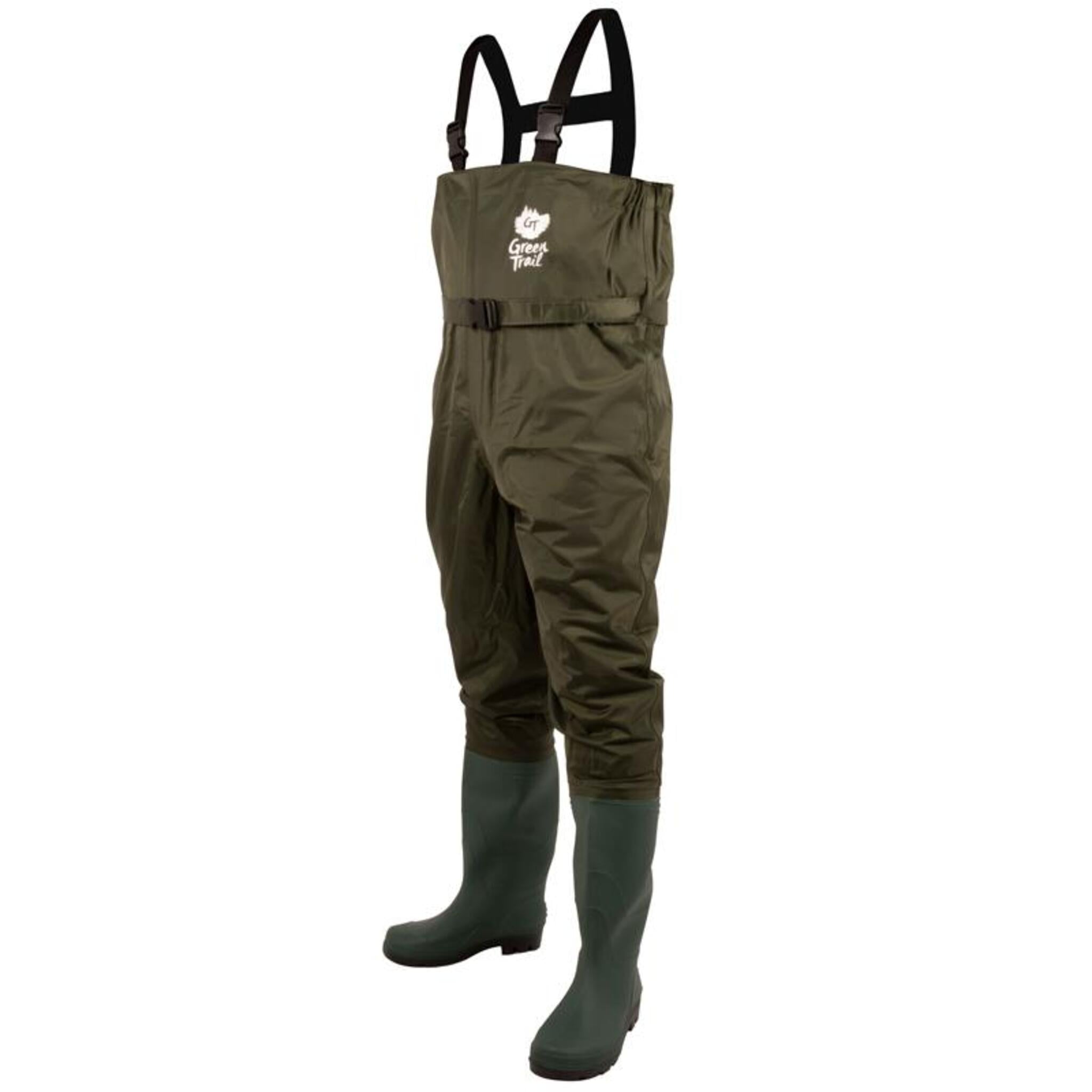 Green Trail Men's PVC/Nylon Chest Waders - Waterproof Stream Feather with Cleated Sole for Fishing, Durable & Comfortable Design | Sizes 7-13