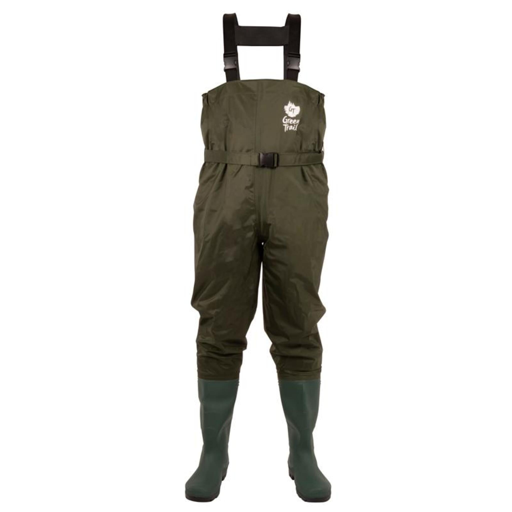 Green Trail Men's PVC/Nylon Chest Waders - Waterproof Stream Feather with Cleated Sole for Fishing, Durable & Comfortable Design | Sizes 7-13