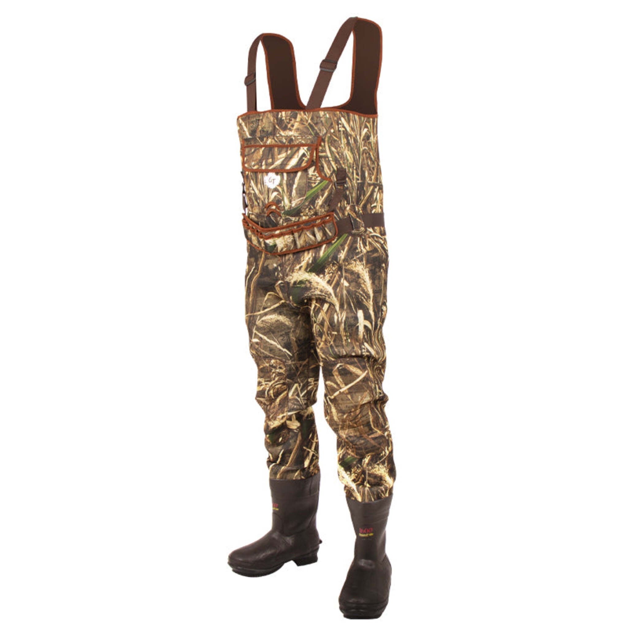 Green Trail Realtree MAX-5® Camo Chest Waders with 1600g Thinsulate, 4mm Neoprene, Spandura Reinforced, Detachable Belt, Cleated Sole | Sizes 6-13