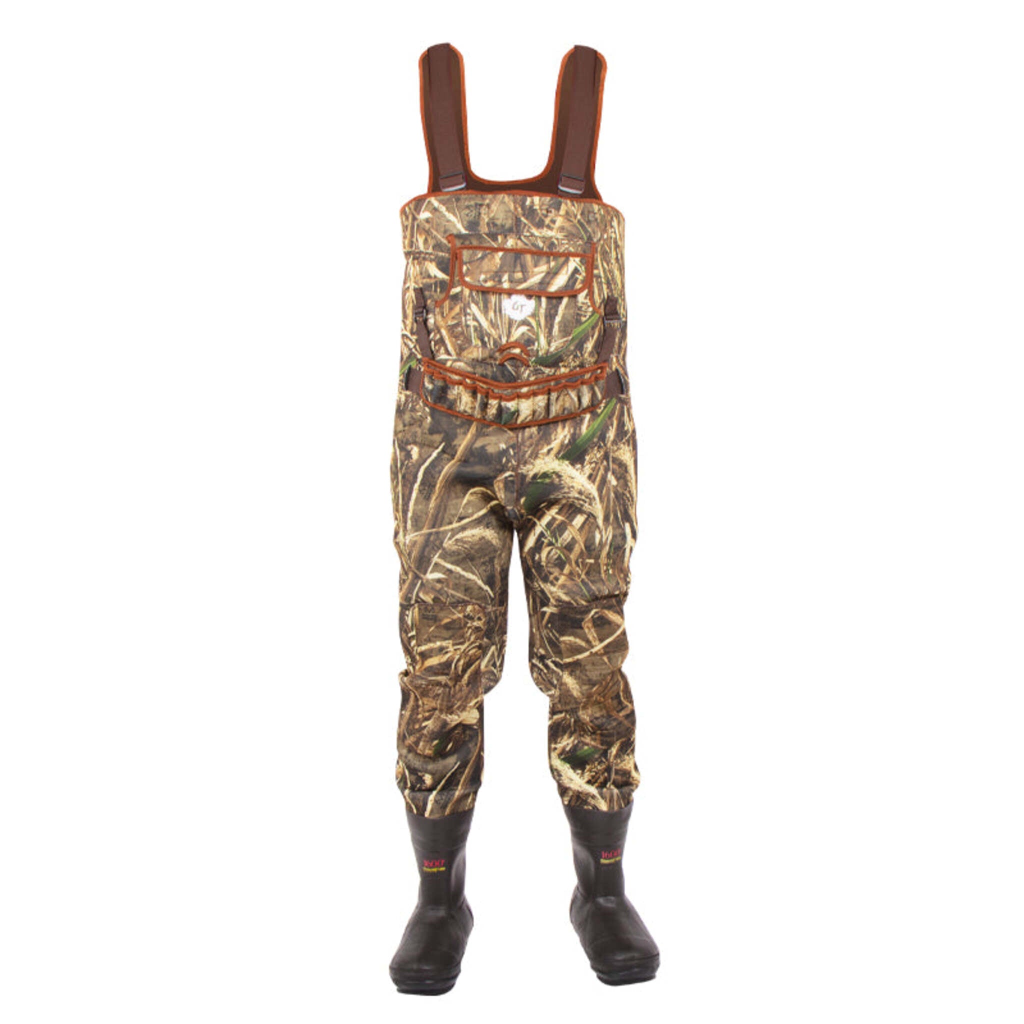 Green Trail Realtree MAX-5® Camo Chest Waders with 1600g Thinsulate, 4mm Neoprene, Spandura Reinforced, Detachable Belt, Cleated Sole | Sizes 6-13