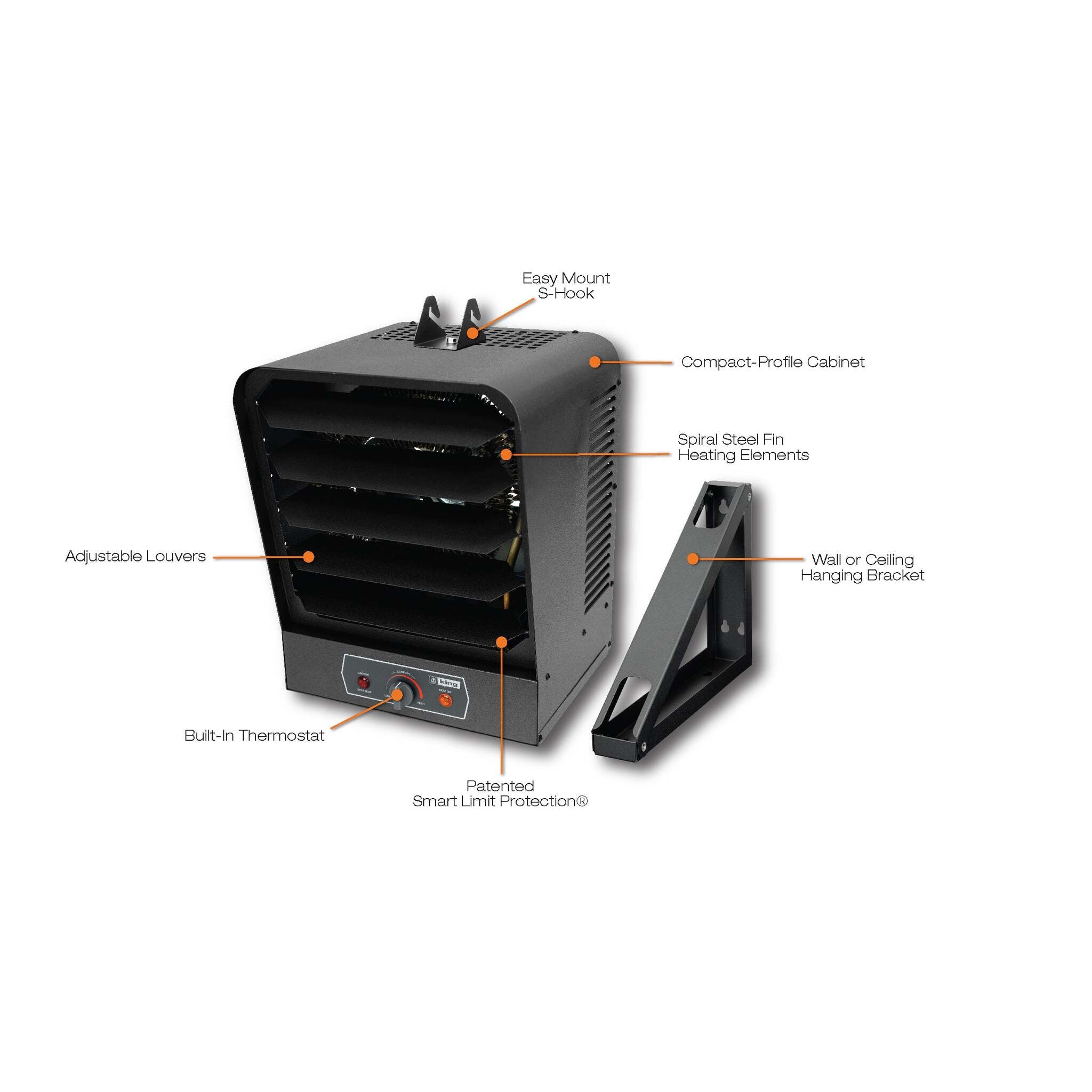 King Electric GH Compact Heavy Duty Unit Heater | 240 Volt, 5,000 to 10,000 Watt