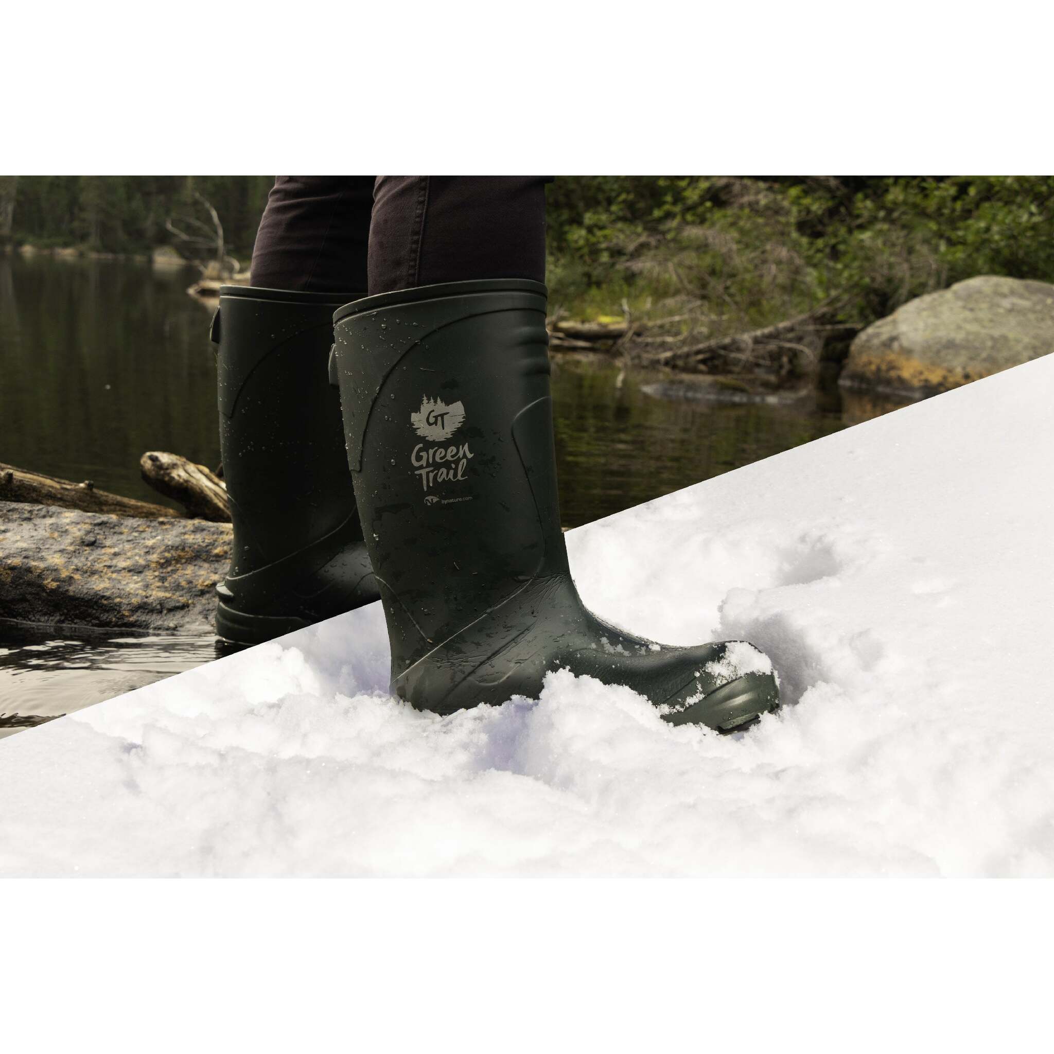 Green Trail Men's Ultra Light Waterproof EVA 4-Season Boot – High-Density Insulation, Air Microbubble Tech, Ideal for Hiking & Outdoor | Sizes 7-13