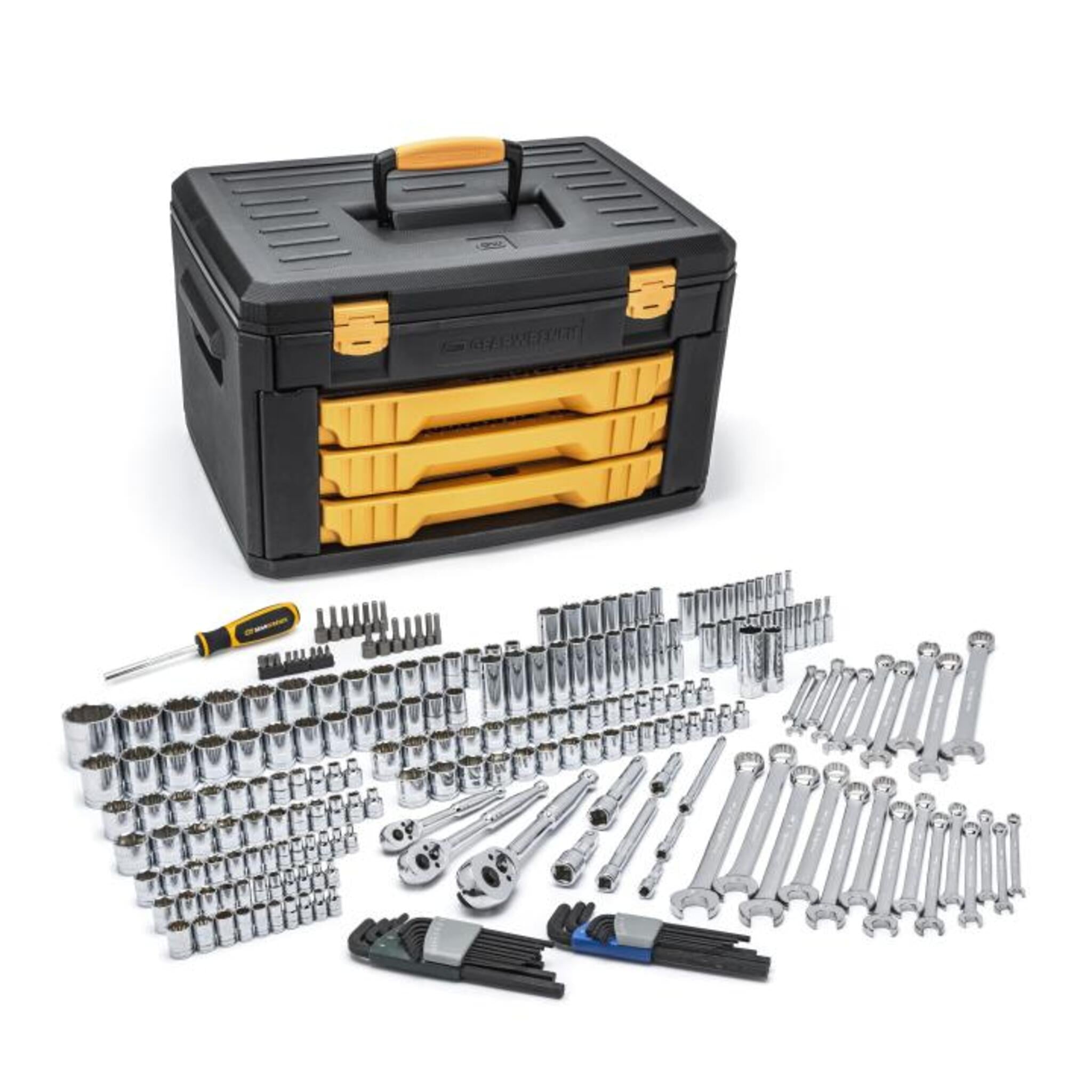 Gearwrench 1/4", 3/8" and 1/2" Drive 6 and 12 Point Standard and Deep SAE/Metric Mechanics Tool Set - 239 Piece