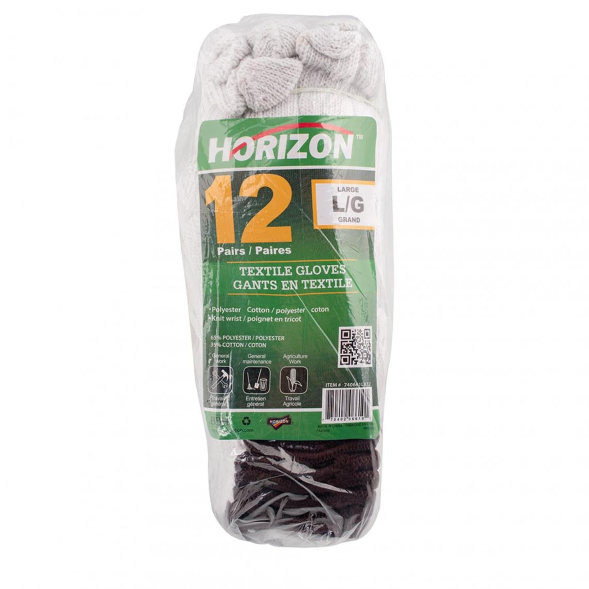 Horizon Knit Poly/Cotton Glove Liners – Double Knit, Breathable, Durable, Comfortable Fit, Ideal for Extra Layer of Protection | Pack of 12 Pairs