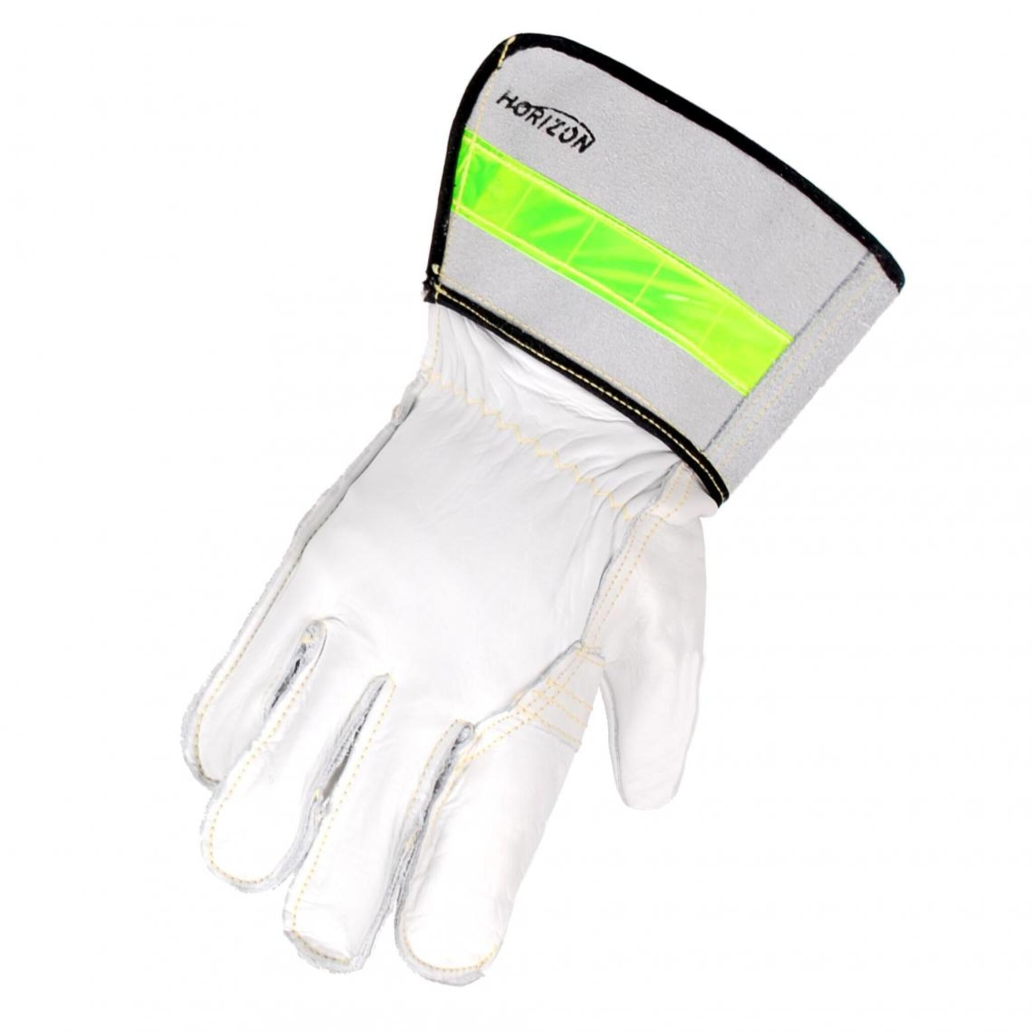 Horizon Buffalo Leather Linesman Gloves – Hi-Vis Reflective Cuff, Reinforced Thumb, Heat-Resistant, Durable Grip, Cowsplit Back, Ideal for Tough Jobs