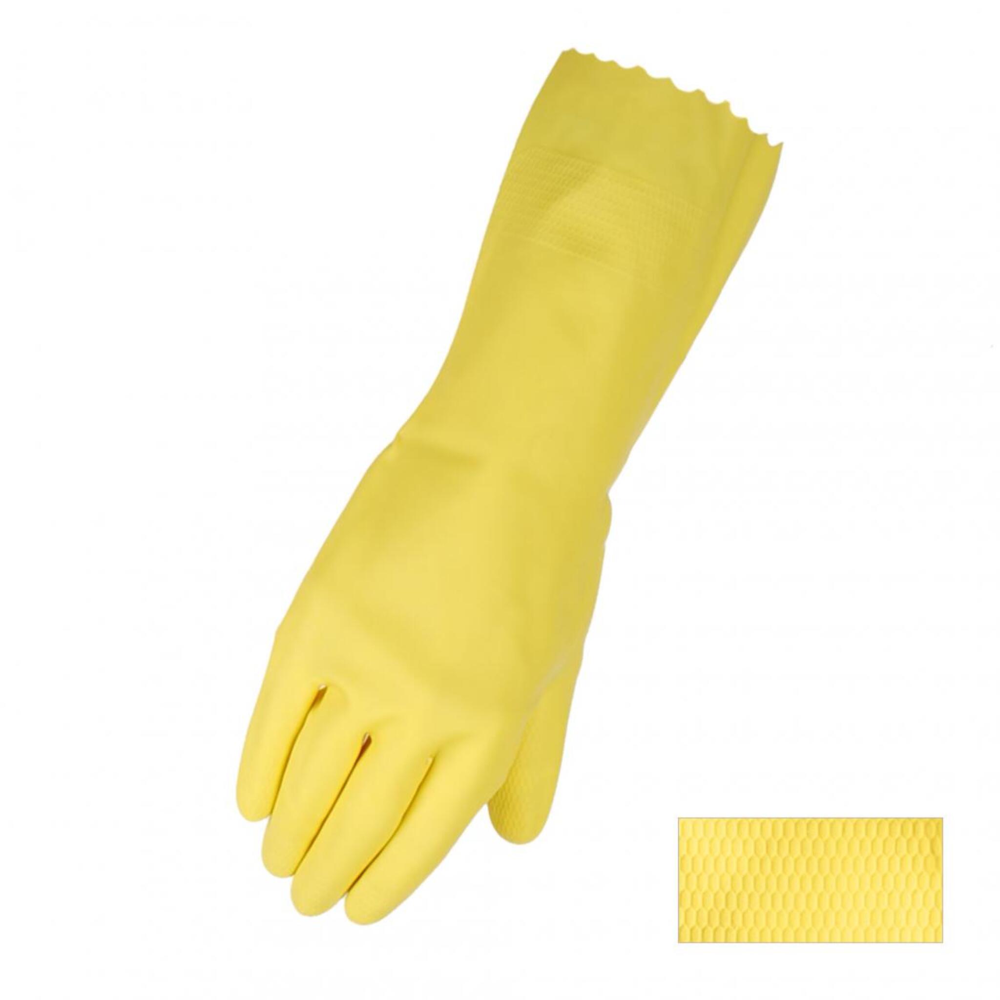 Horizon 15-Mil Diamond Textured Palm Latex Janitorial Gloves - Pack of 12 Pairs Work Gloves and Hats - Cleanflow