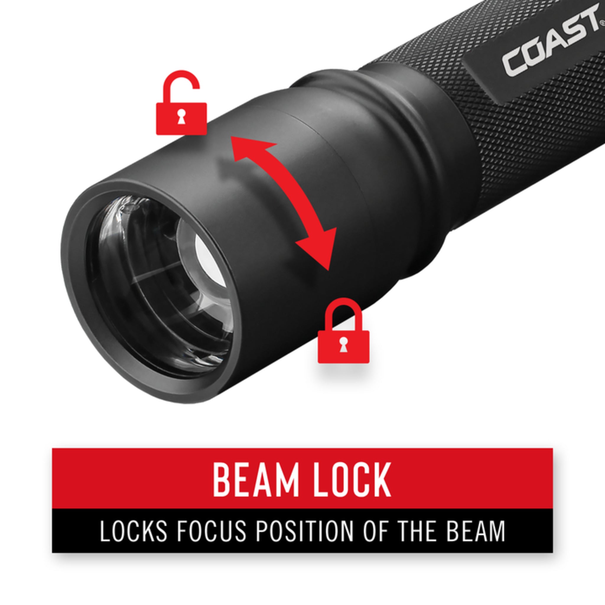 Coast® HP8R Rechargeable Pure Beam Focusing Flashlight - 1000 Lumens, 259M Beam, Dual Power, Flex Charge, IP54 Weatherproof, Durable Aluminum