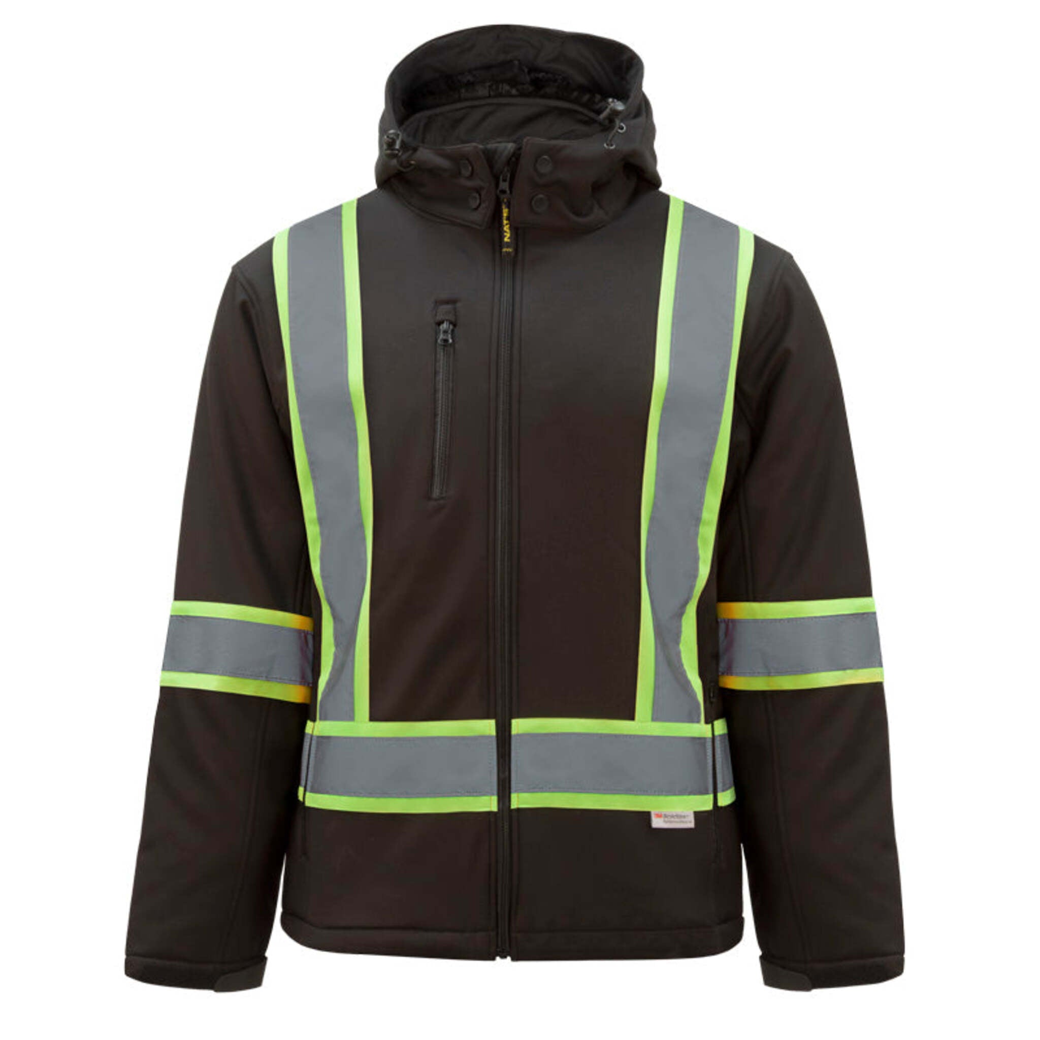 Nats Men's HV510 Hi Vis Softshell Work Jacket Waterproof Reflective with Detachable Hood, Durable, Comfortable, Prostorm Fabric | Sizes S-3XL