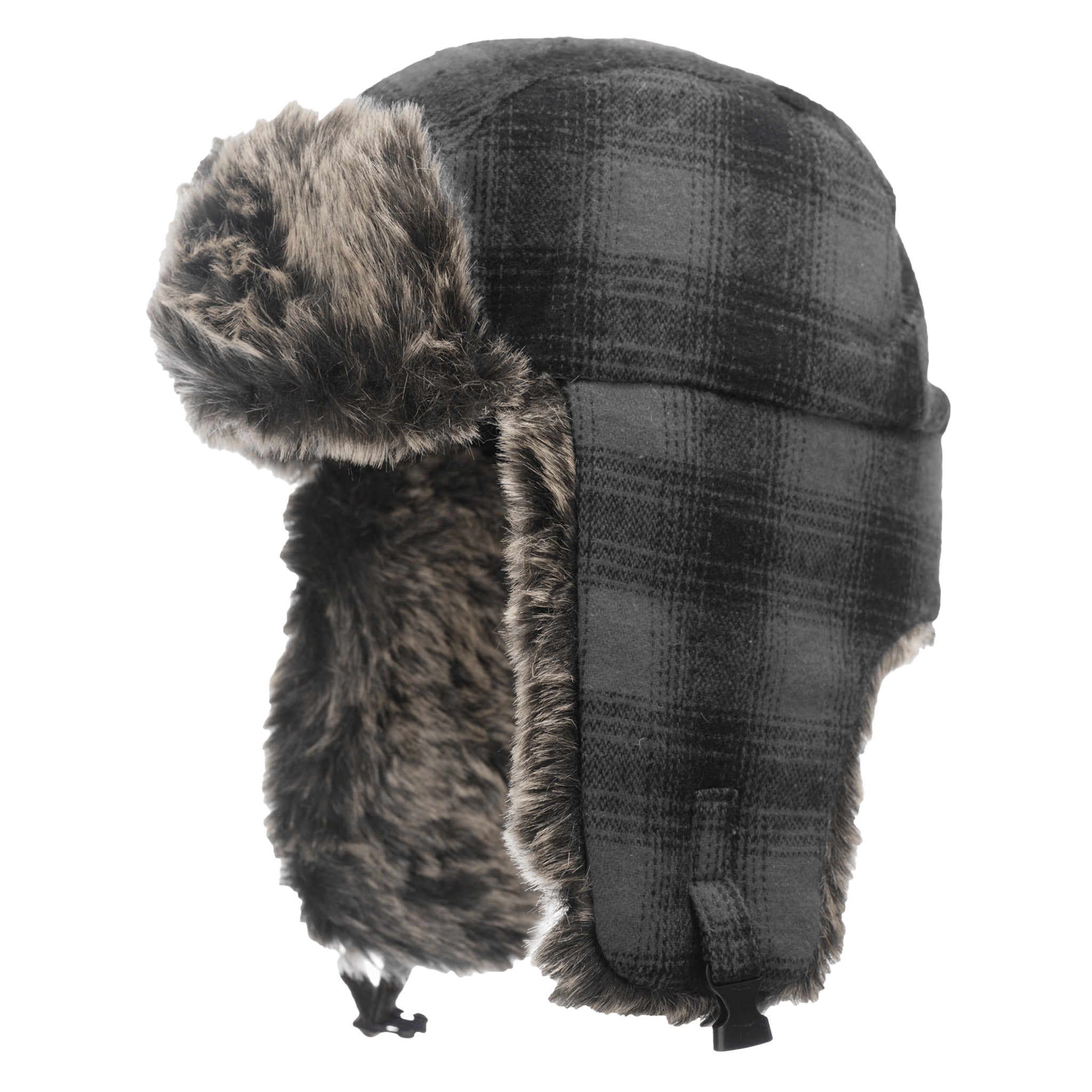 Tough Duck Classic Plaid Aviator Hat | Grey-Black Plaid Work Gloves and Hats - Cleanflow