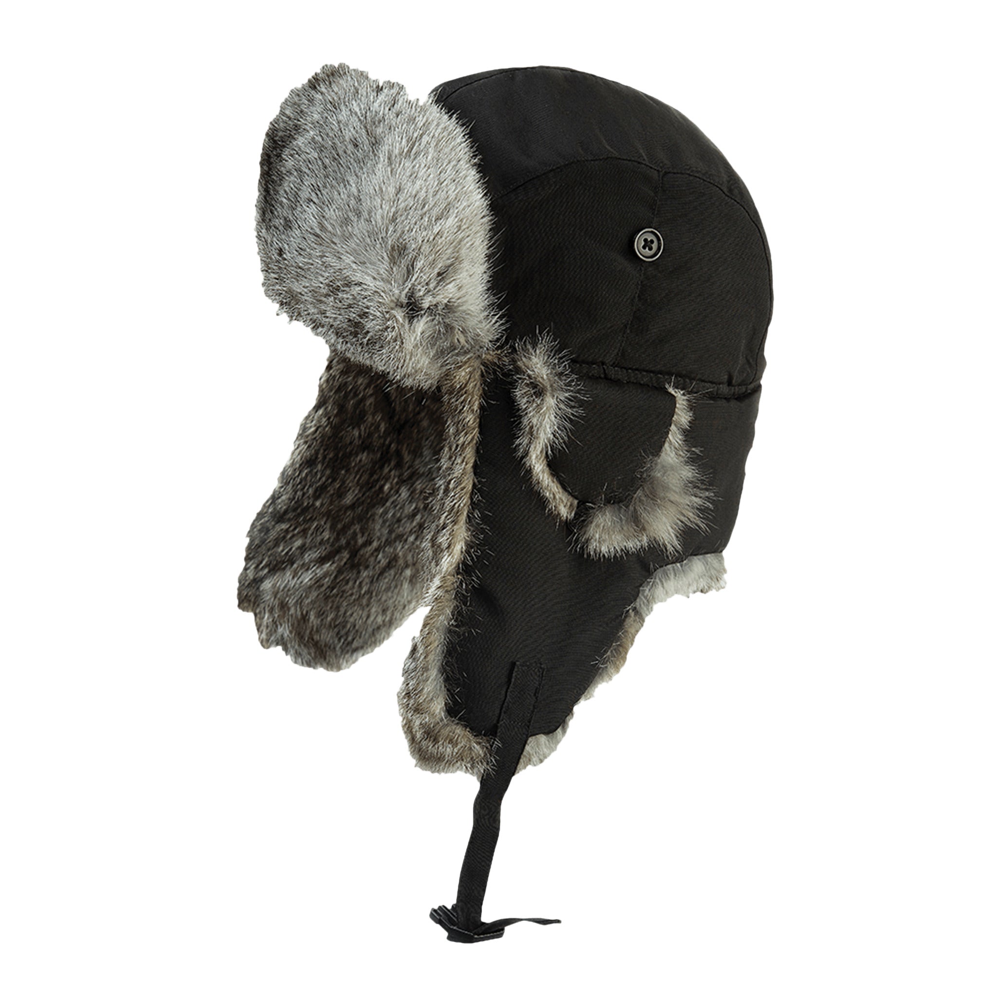 Tough Duck Aviator Hat with Rabbit Fur | Black Work Gloves and Hats - Cleanflow